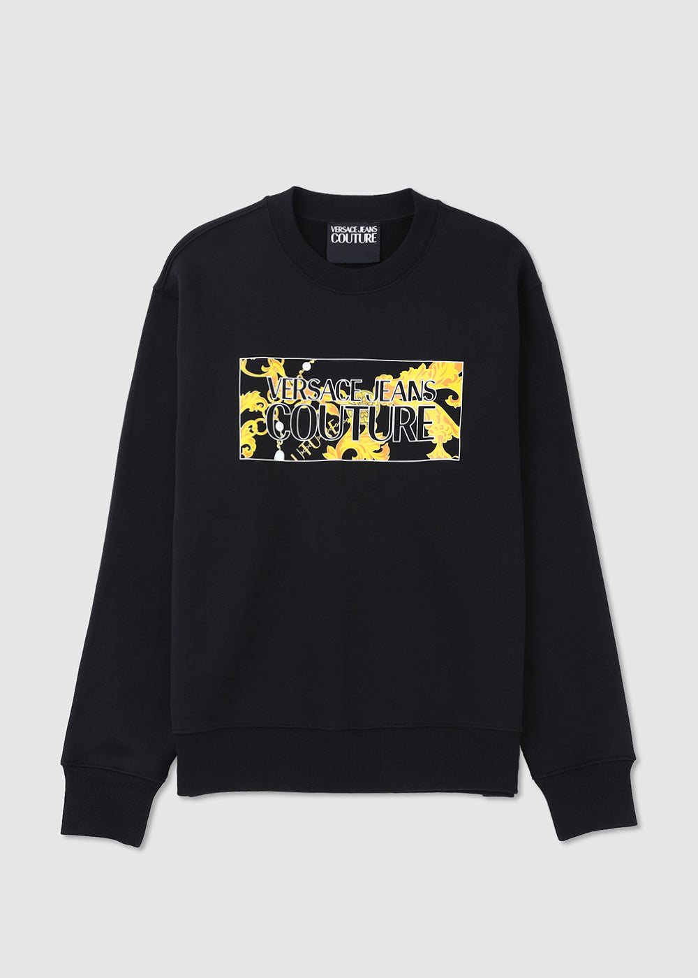 Image of Versace Jeans Couture Mens R Logo Square Pearls Sweatshirt In Black