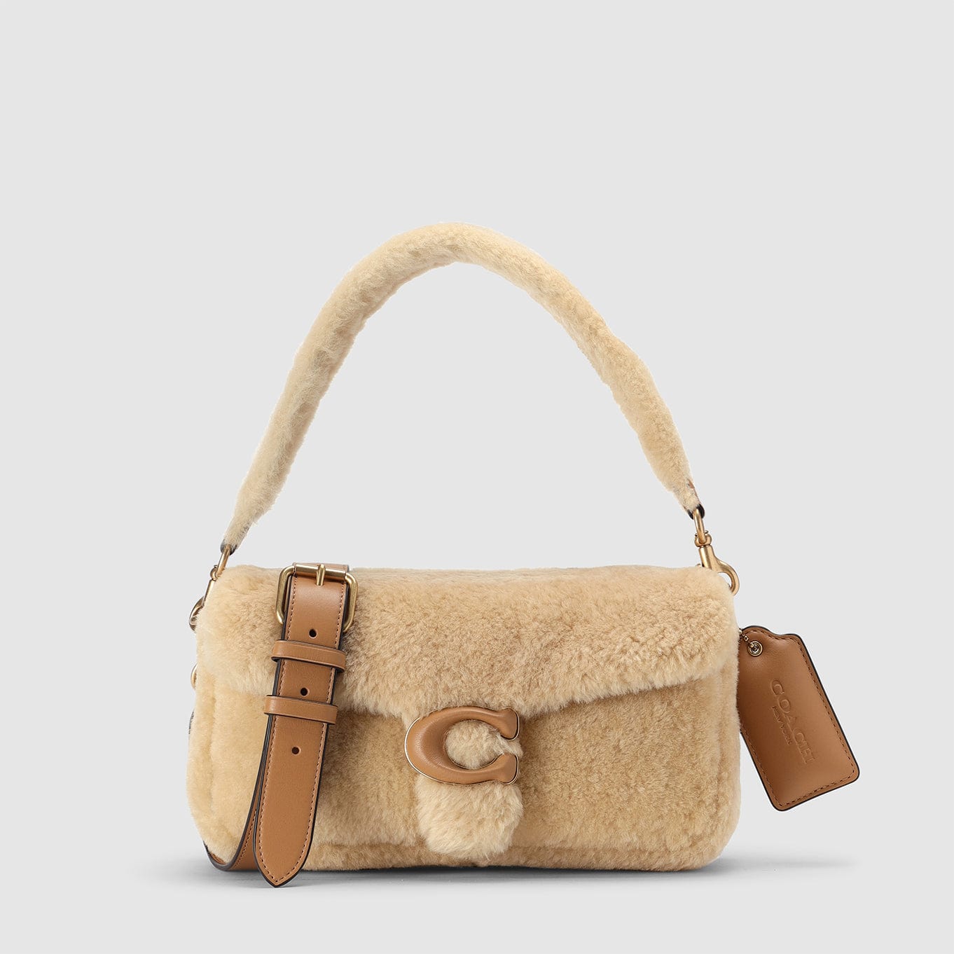 Coach Women's Tabby Pillow Shearling Beige Shoulder Bag