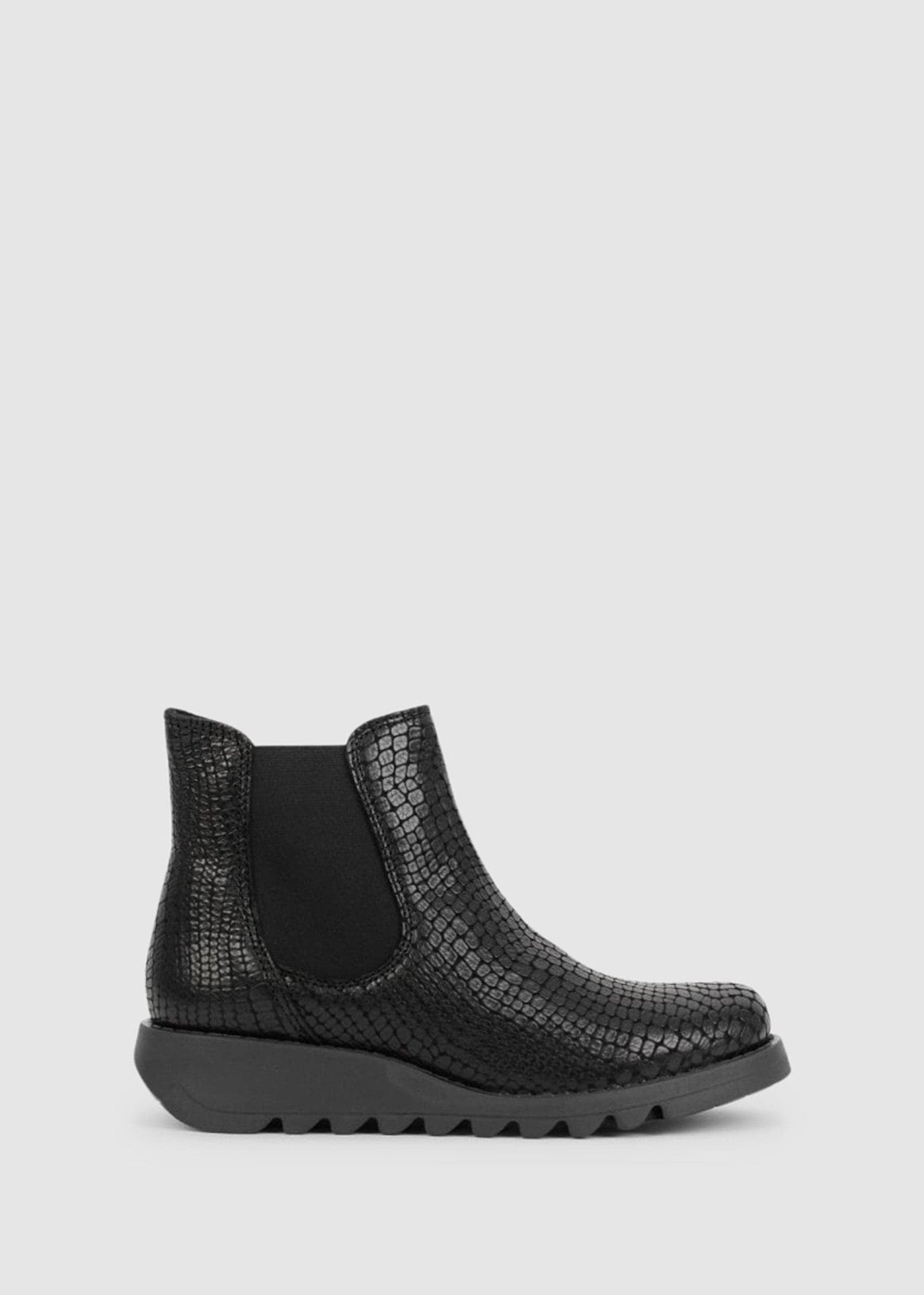 Fly London Women's Salv Black Croc Chelsea Boots - Black