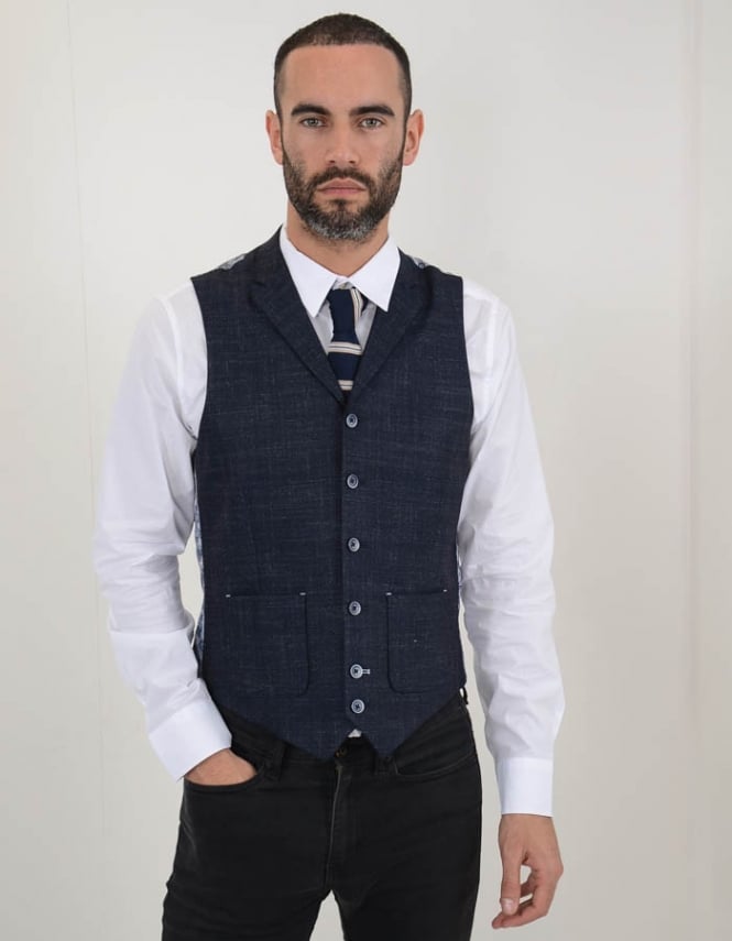 Image of Guide London Mens Navy S18 W/C Grain Detail