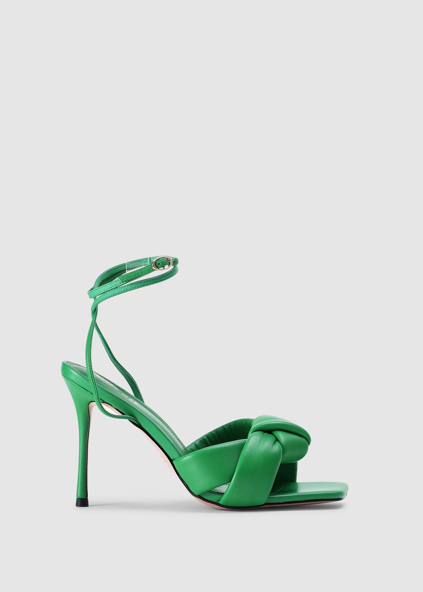 Image of Alias Mae Womens Milla Knot Front Open Toe Heels In Highlighter Green