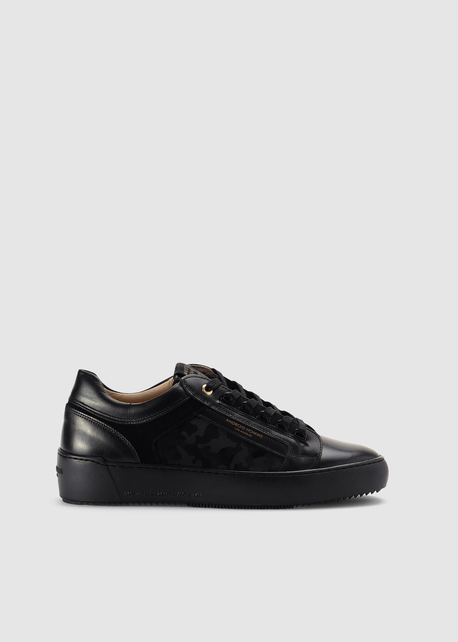 Image of Android Homme Mens Venice Leather Trainers In Black Camo