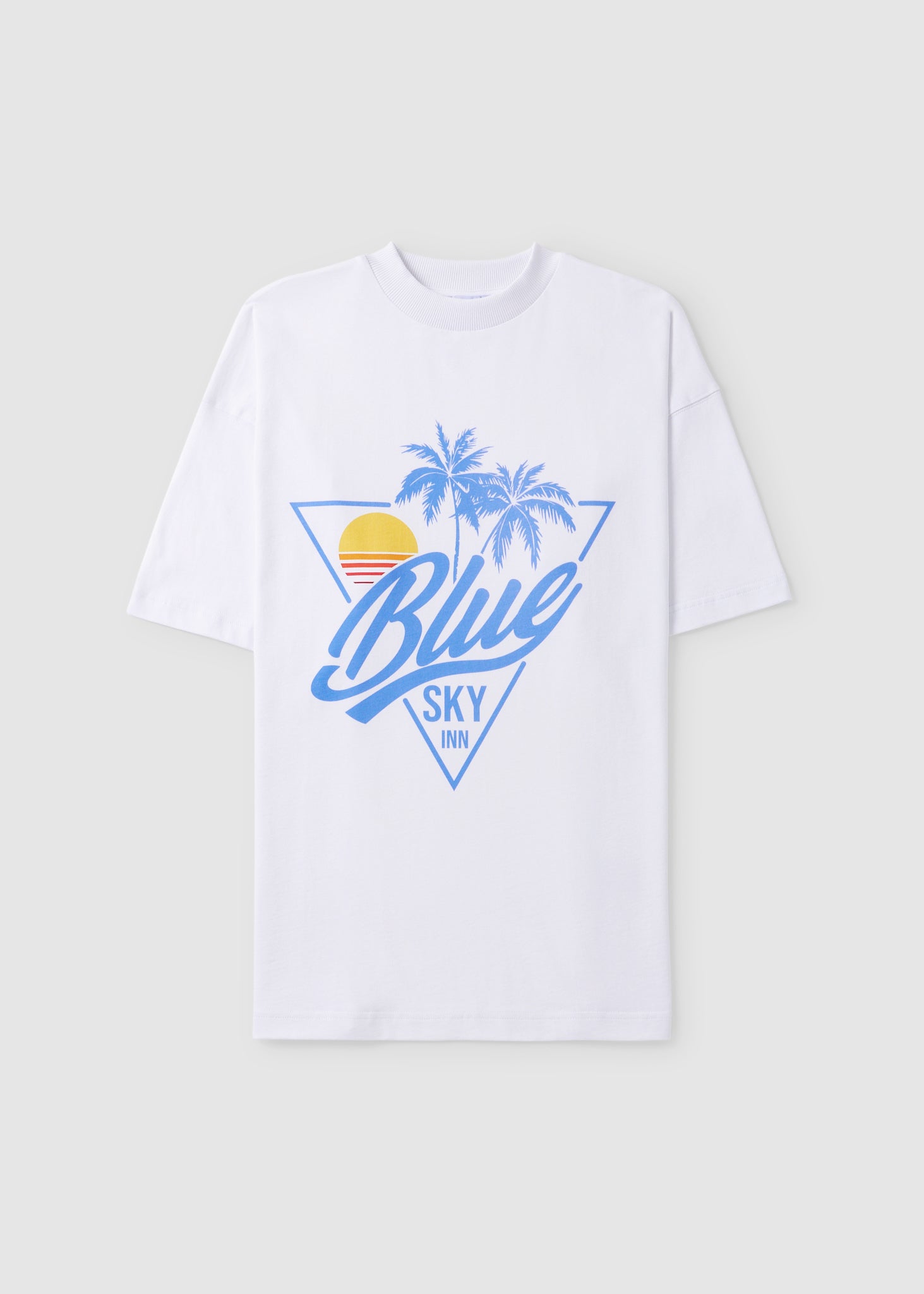 Image of Blue Sky Inn Mens Sunset Logo Tee In White