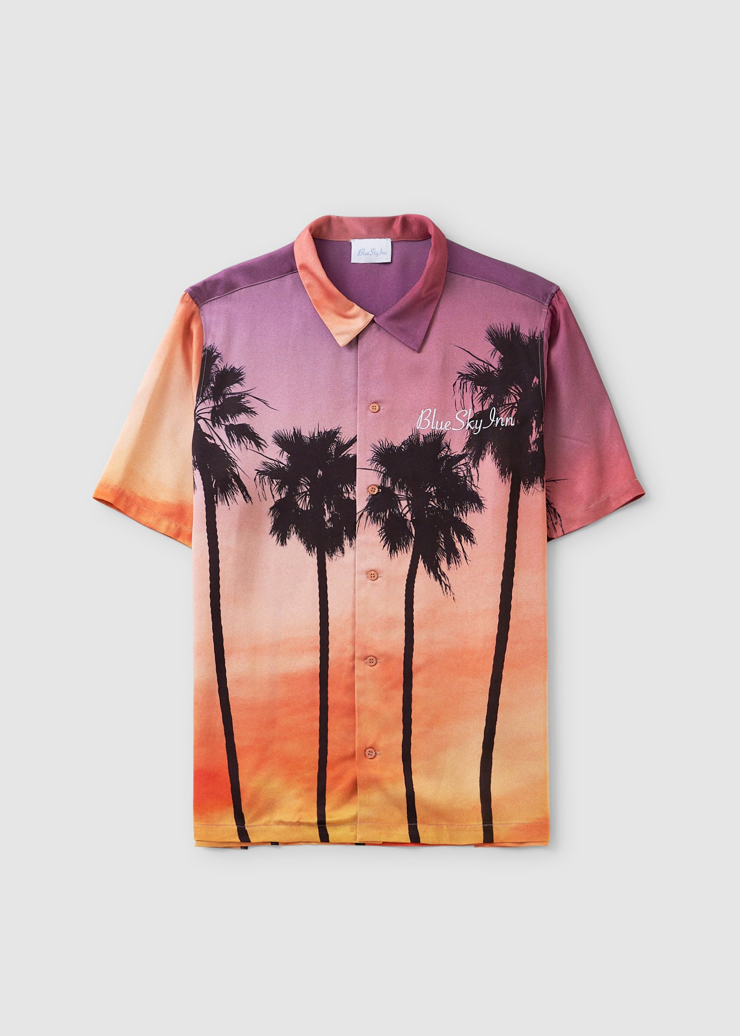 Image of Blue Sky Inn Mens Sunset Palms Shirt In A/O Print Sunset