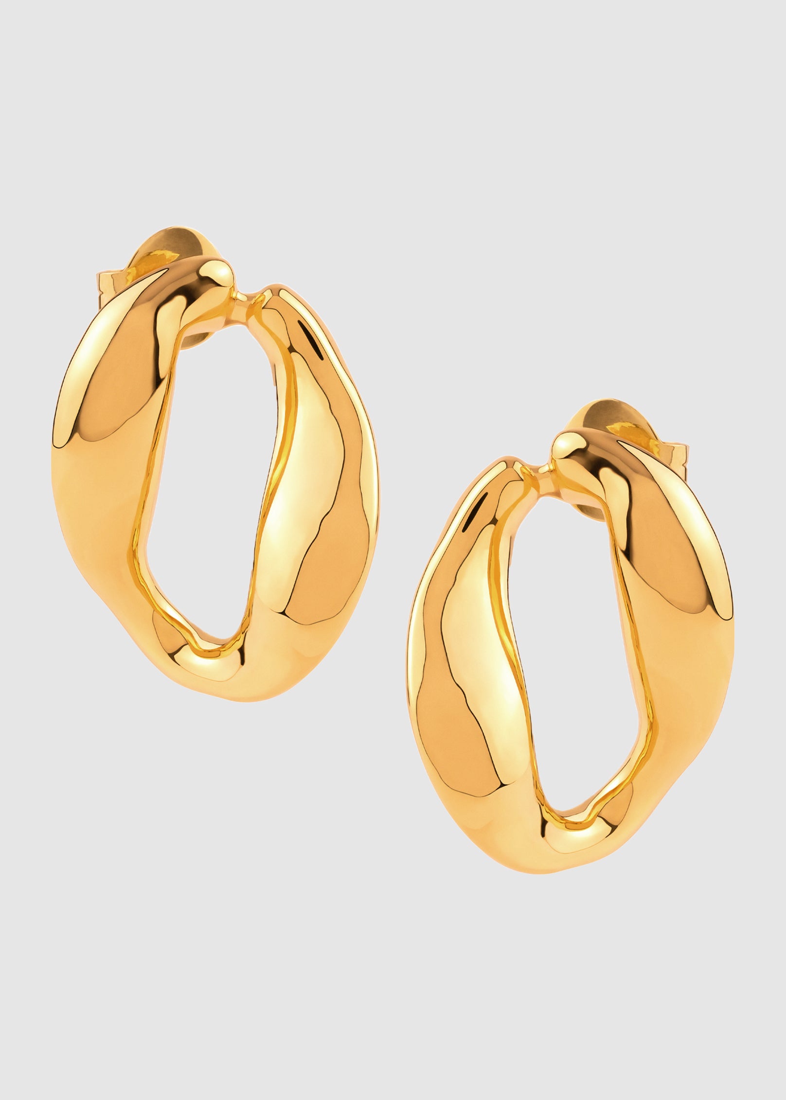 Misho Womens Chunk Chain 22Ct Gold Plated Hoop Earrings