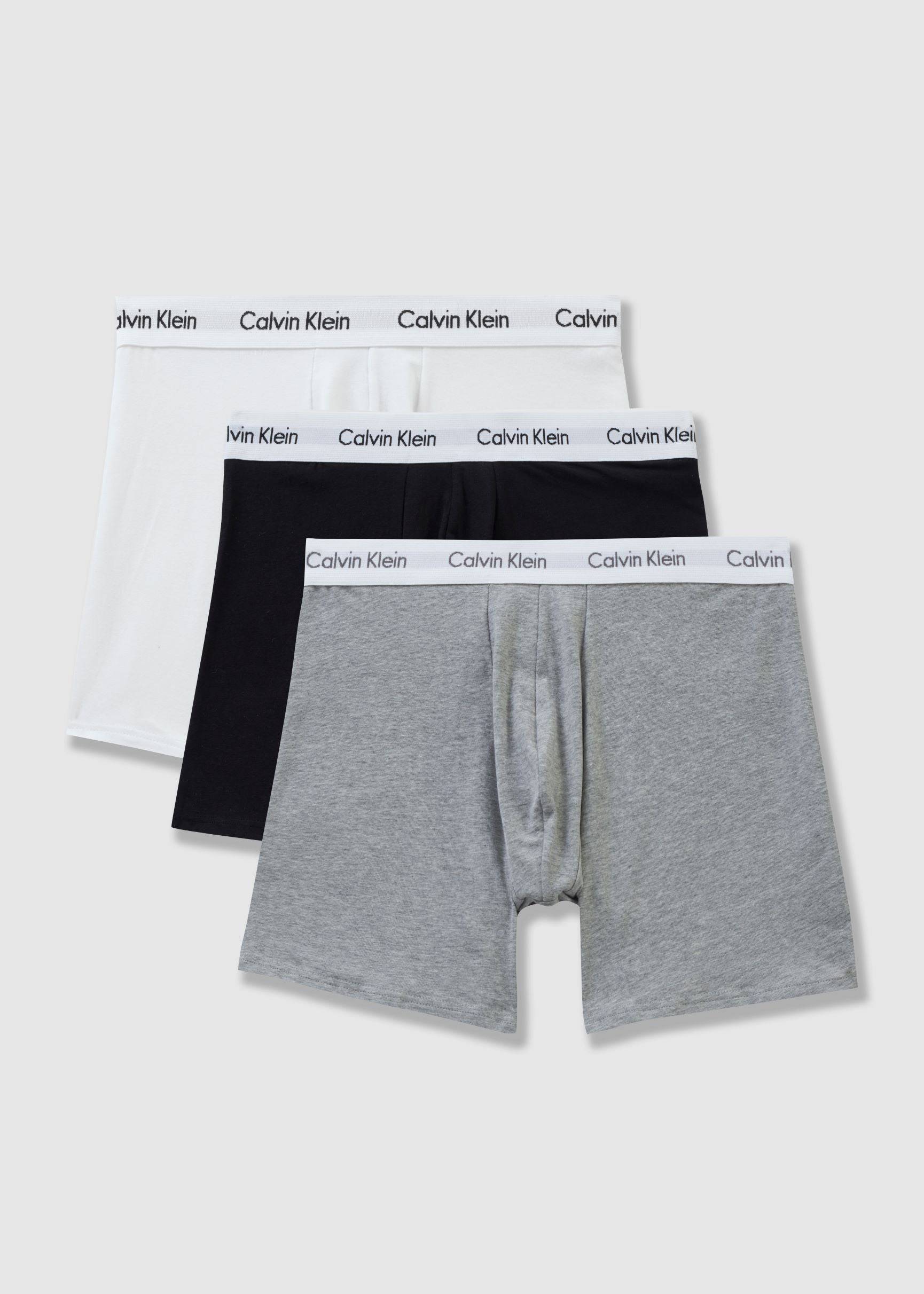 Image of Calvin Klein Mens Underwear 3 Pack Boxer Briefs In Black/White/Heather