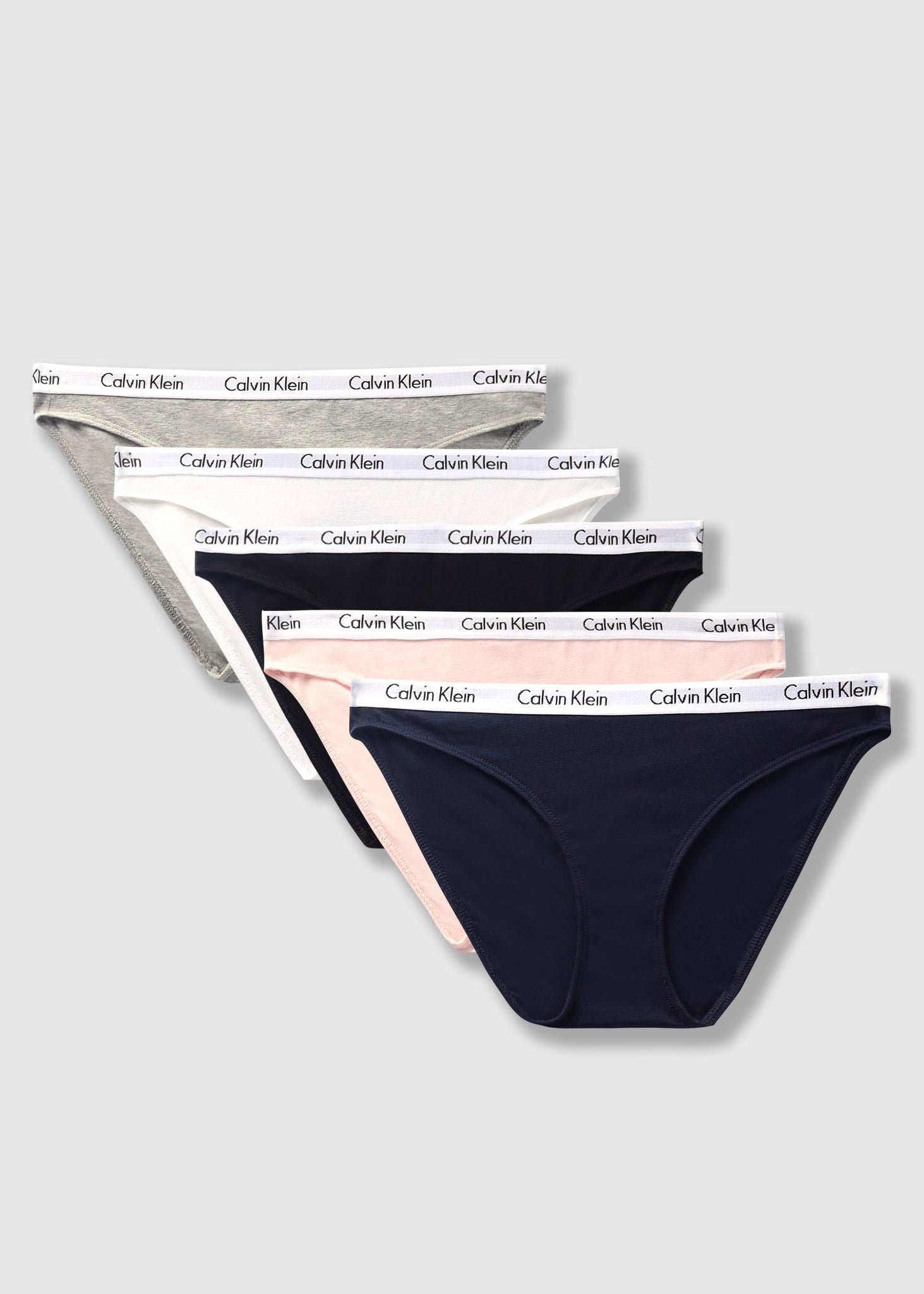 Image of Calvin Klein Womens Logo Tape Bikini Underwear 5 Pack In B/W/Gh/Nt/Sl