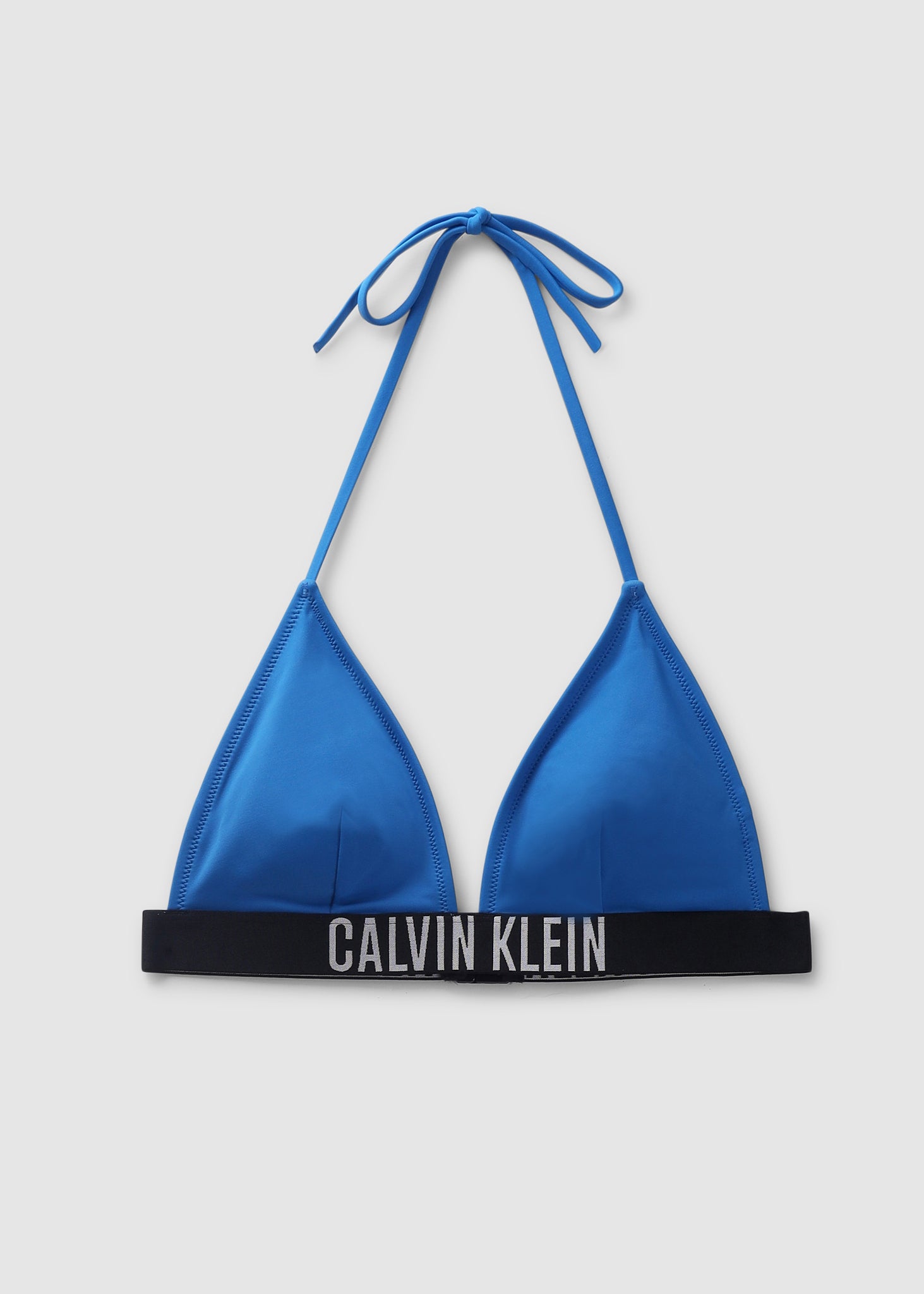 Image of Calvin Klein Womens Logo Tape Triangle String Bikini Top In Dynamic Blue