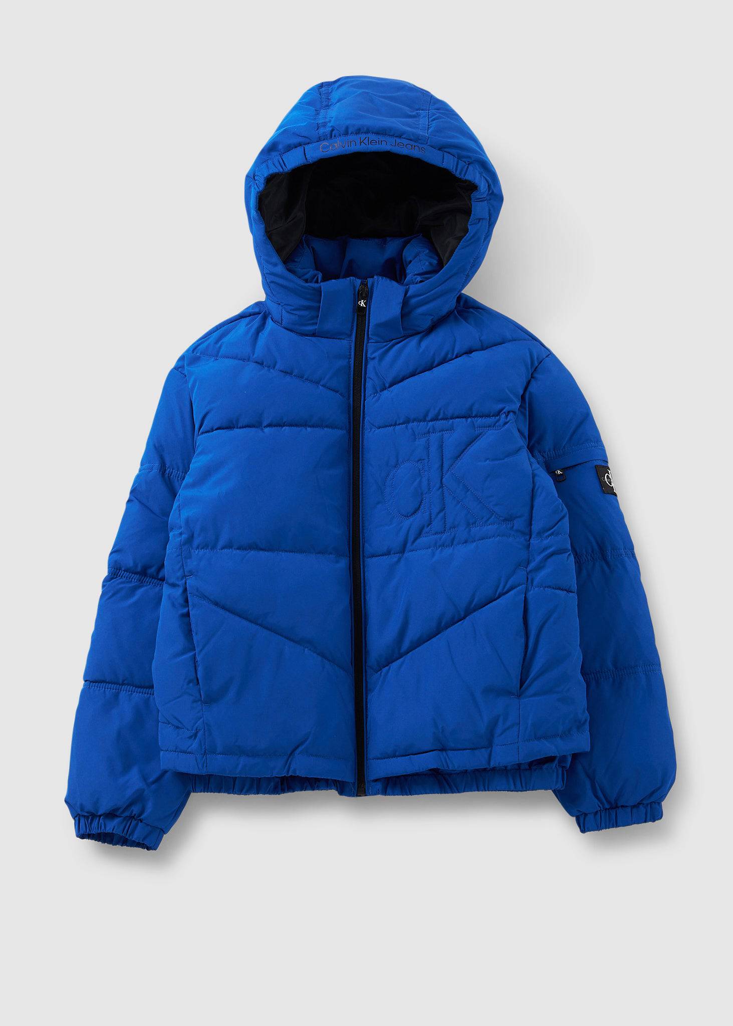 Image of Calvin Klein Kids Monogram Logo Seaming Puffer In Ultra Blue