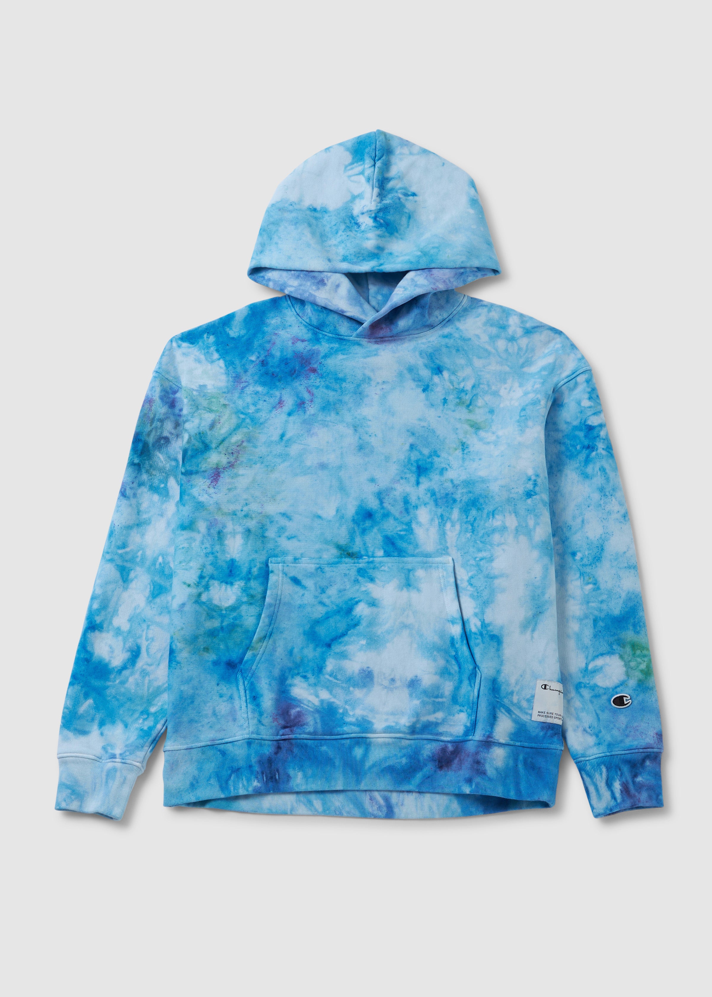 Image of Champion Mens Tie Dye Hooded Sweatshirt In Blue