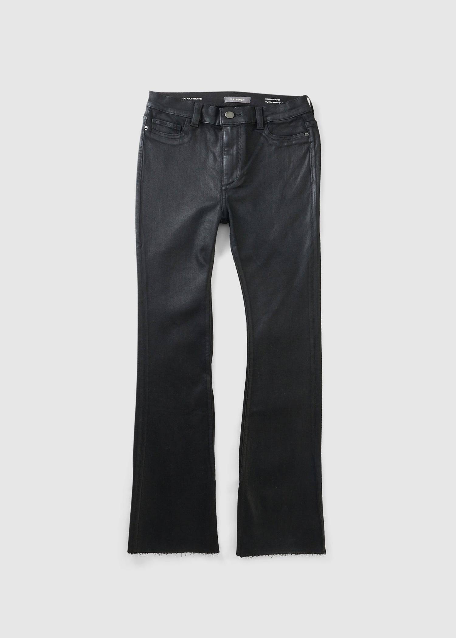 Image of Dl1961 Womens Bridget Boot Ultimate Coated High Rise Instasculpt 33' Jeans In Black Coated