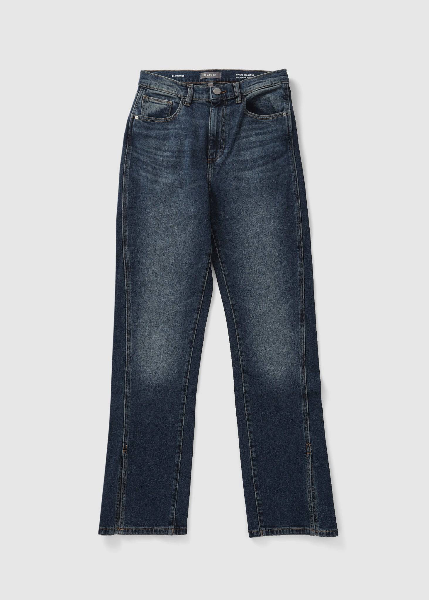 Image of Dl1961 Womens Emilie Straight Ultra High Rise Vintage 31' Jeans In Thundercloud
