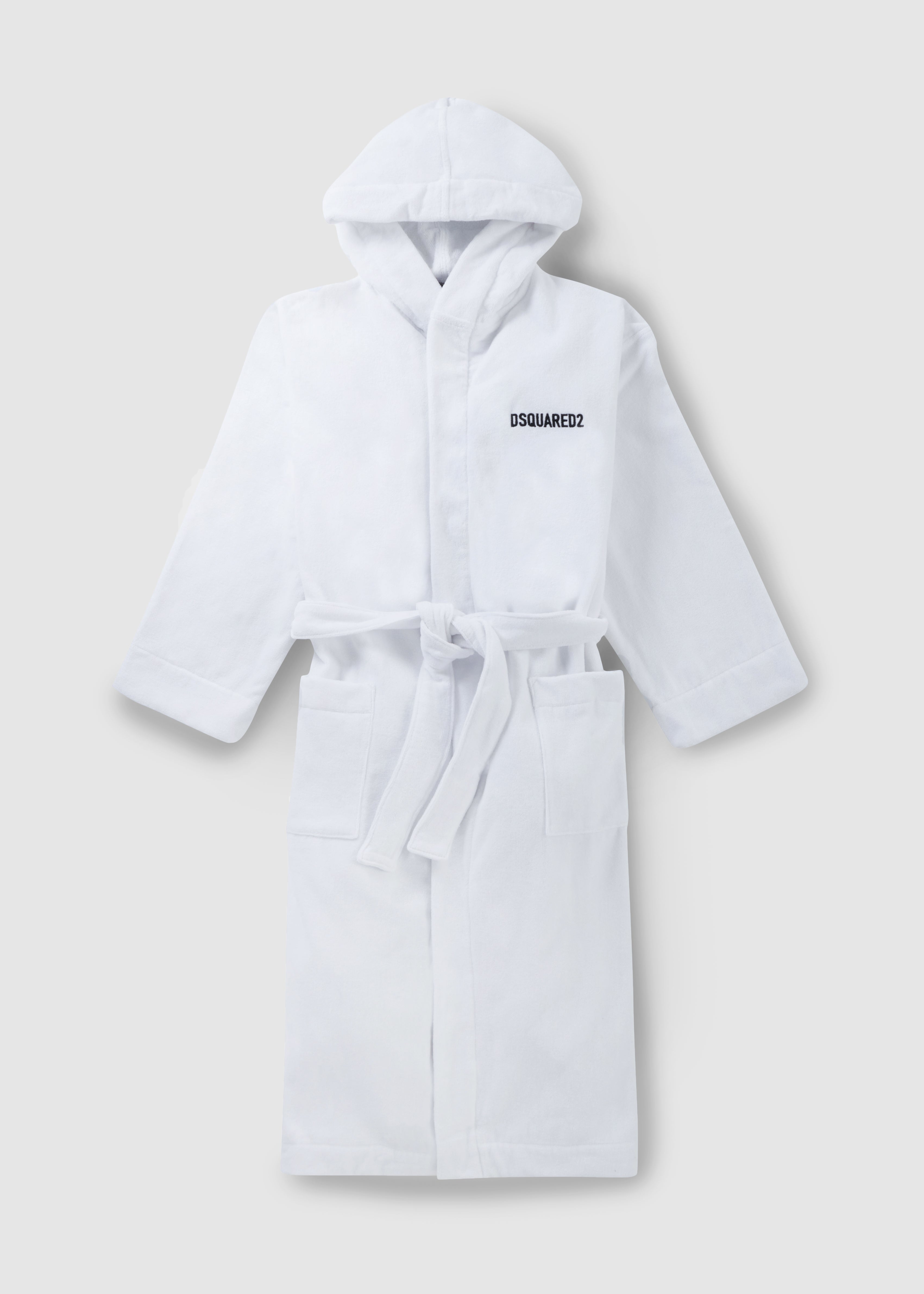 Image of Dsquared2 Mens Cotton Robe In White
