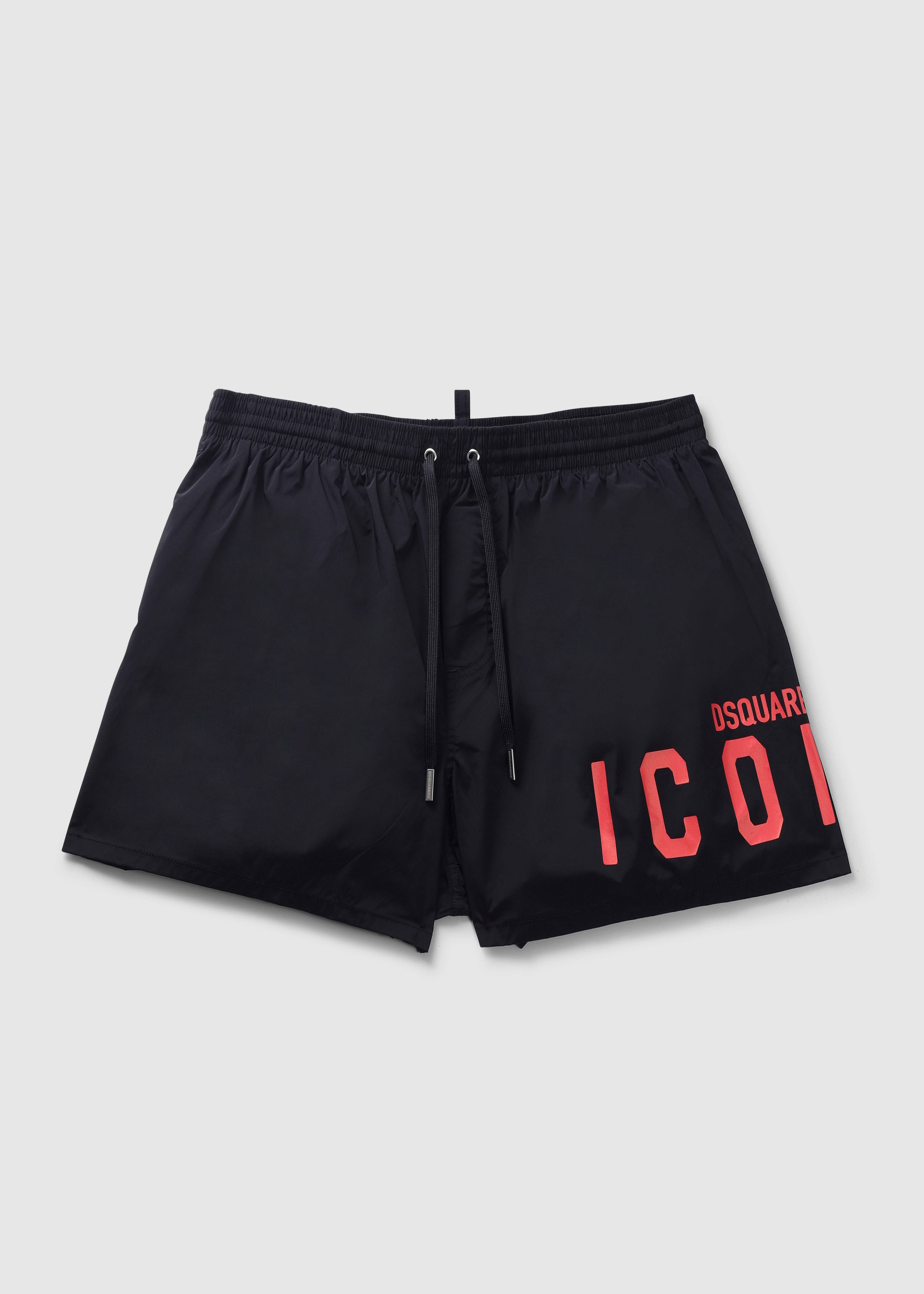 Image of Dsquared2 Mens Icon Swim Shorts In Black/Red