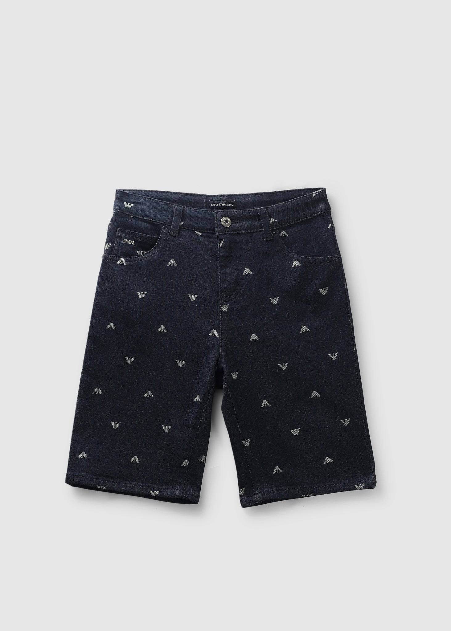 Image of Emporio Armani Kids 5 Pockets Bermuda Shorts In Blue