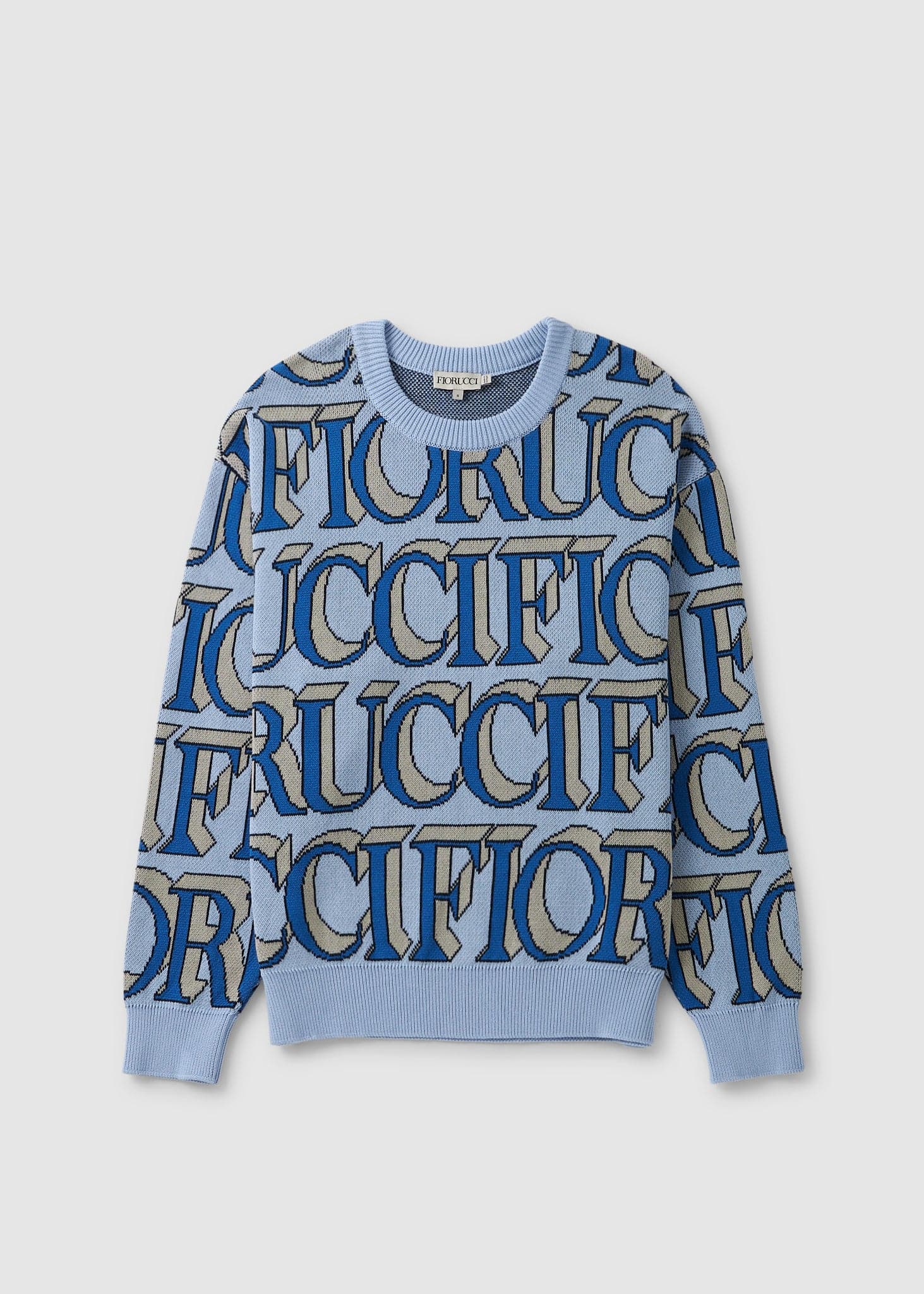 Image of Fiorucci Womens Monogram Oversize Knit Jumper In Blue