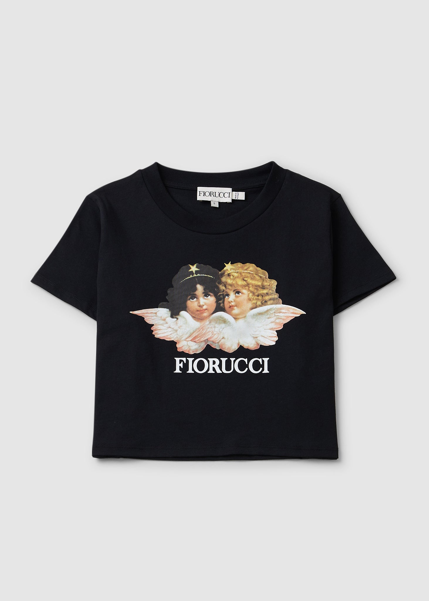 Image of Fiorucci Womens Vintage Angels Cropped T-Shirt In Black