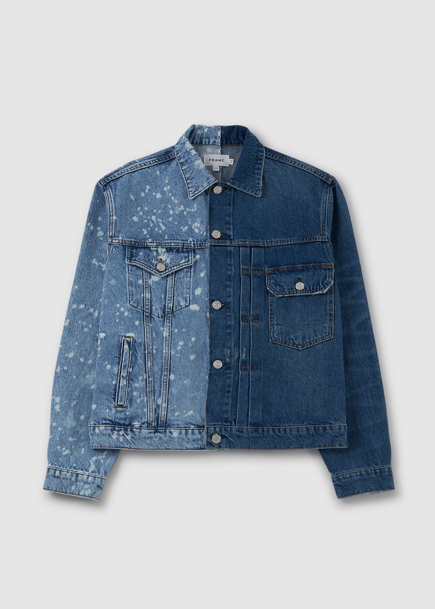 Image of Frame Mens Half X Half Denim Jacket In Cole Duo