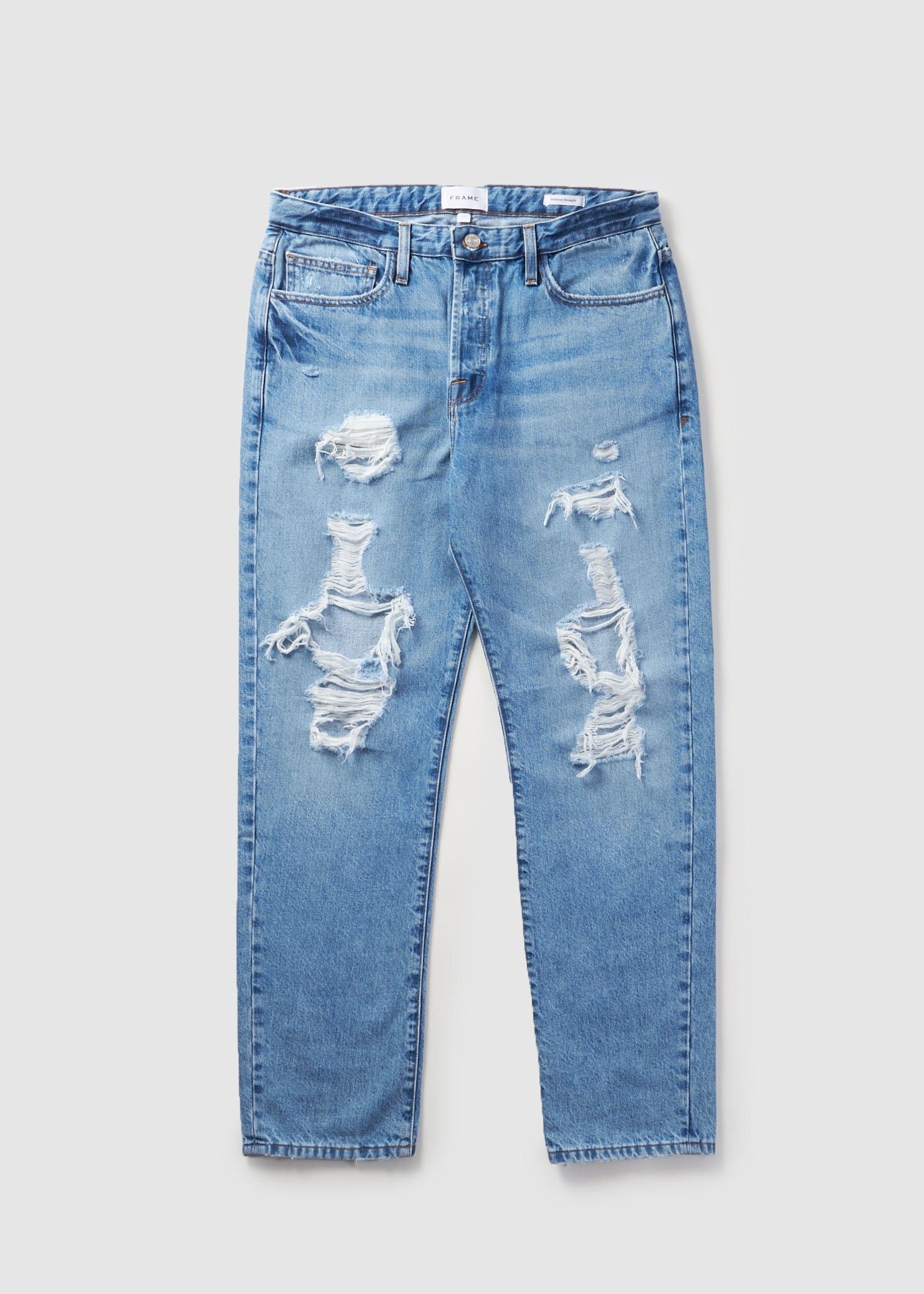 Image of Frame Mens Relaxed Straight Biodegradable Jeans In Bali Destruct