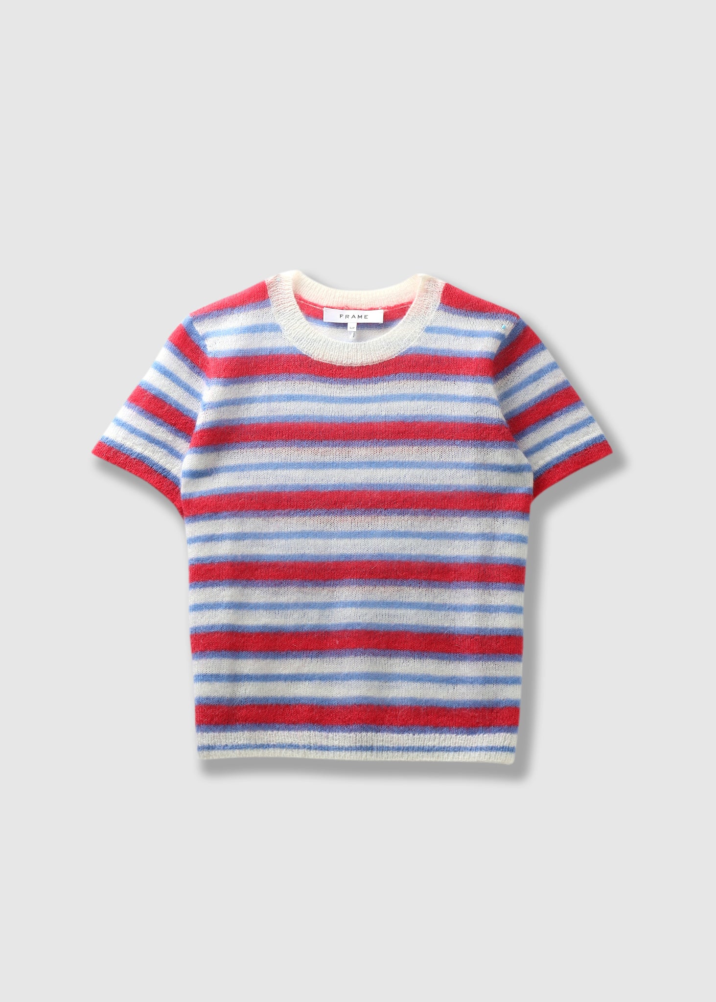 Image of Frame Womens Stripe Sweater T-Shirt In Bright Red Multi