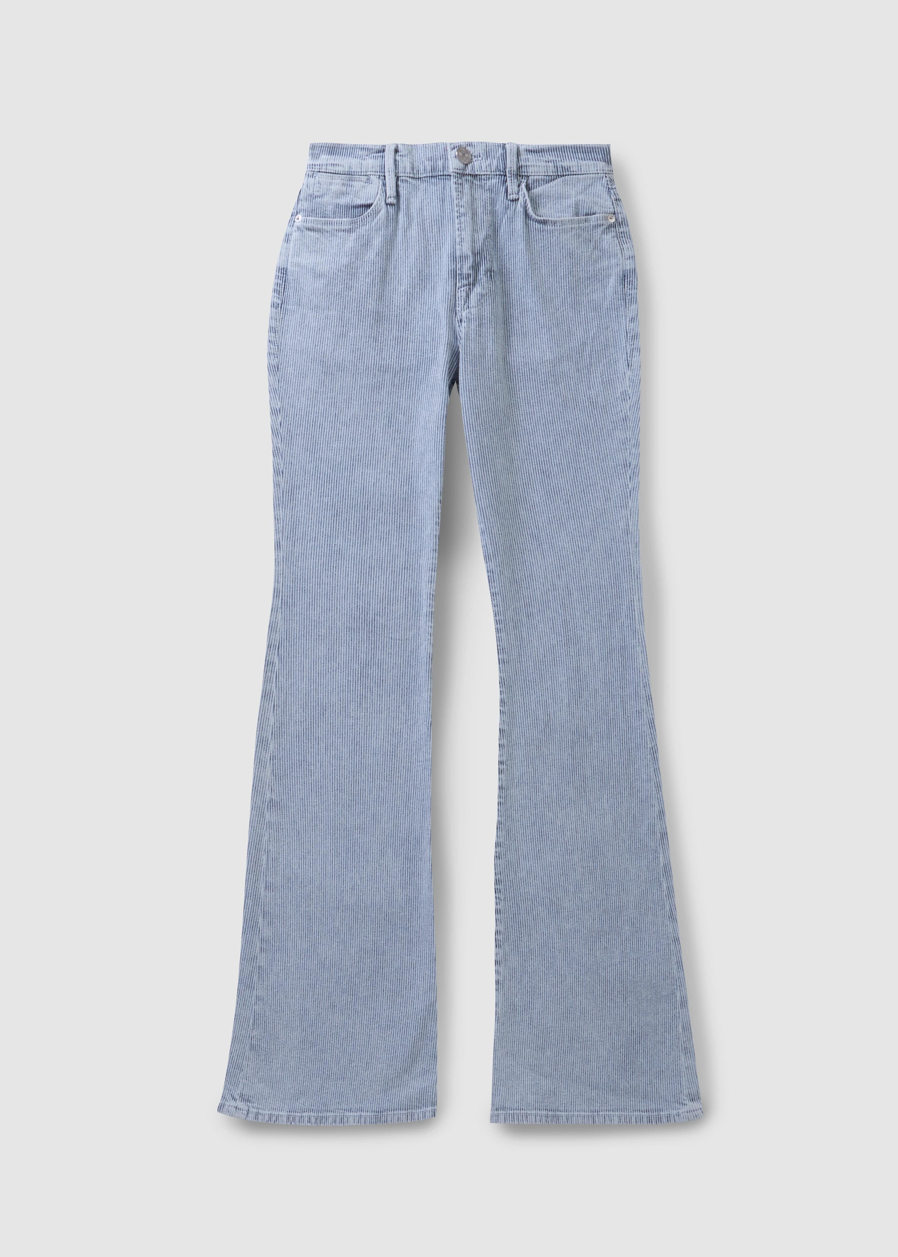 Image of Frame Womens Le High Flare Mini Stripe Jeans In Solar Stripe