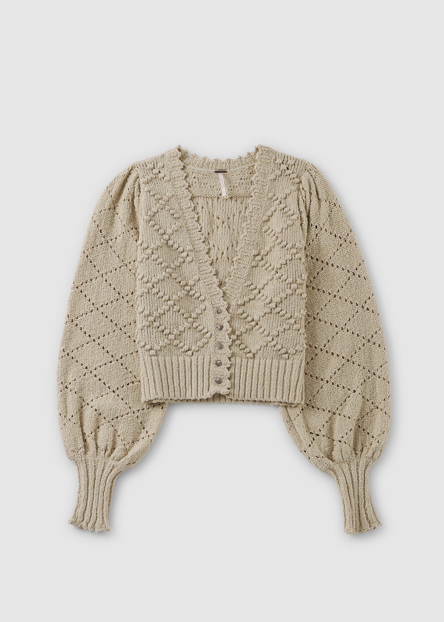 Image of Free People Womens Polly Bobble Crop Cardigan In Oatmeal