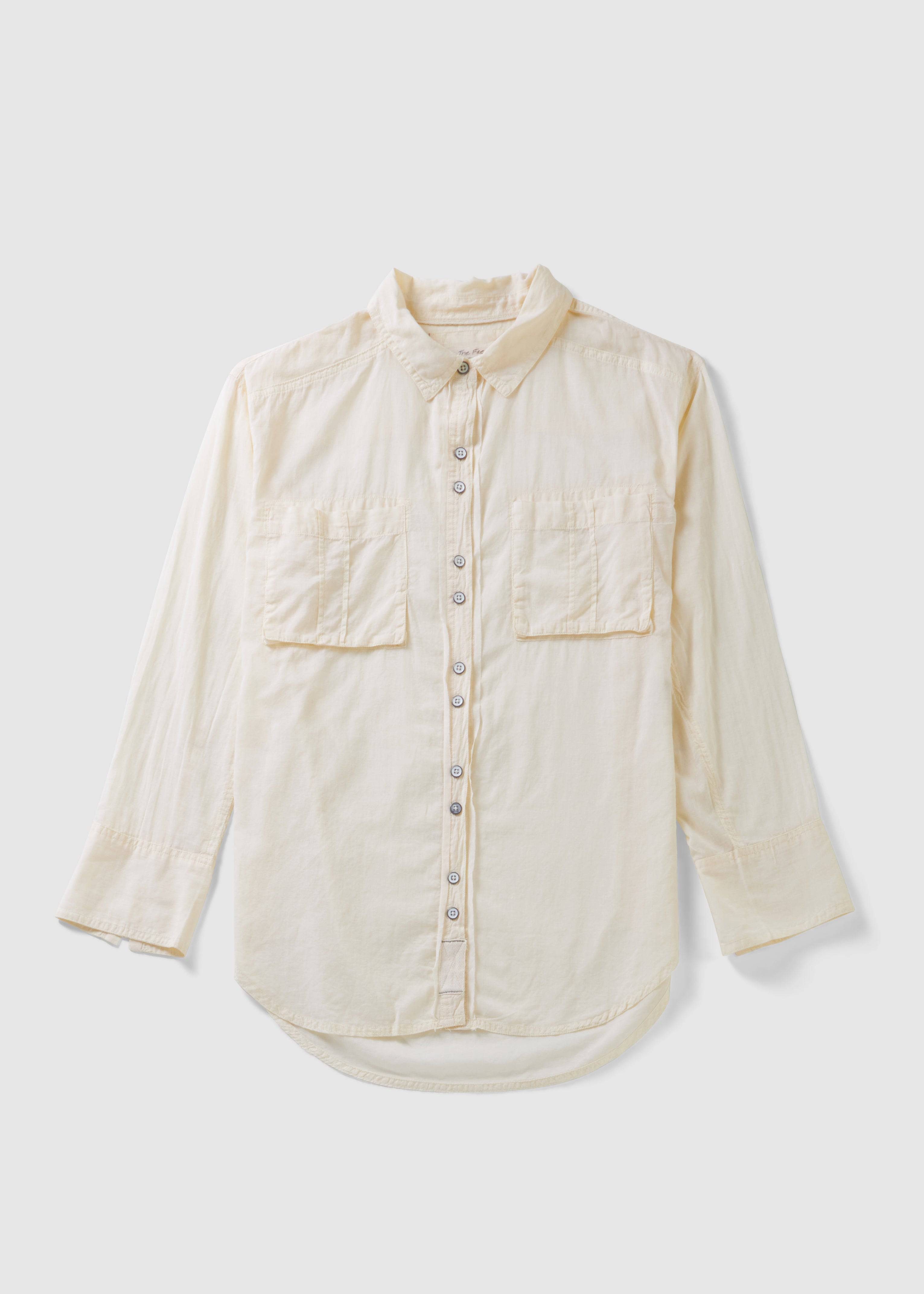 Image of Free People Womens Sheer Luck Oversized Shirt In Bone