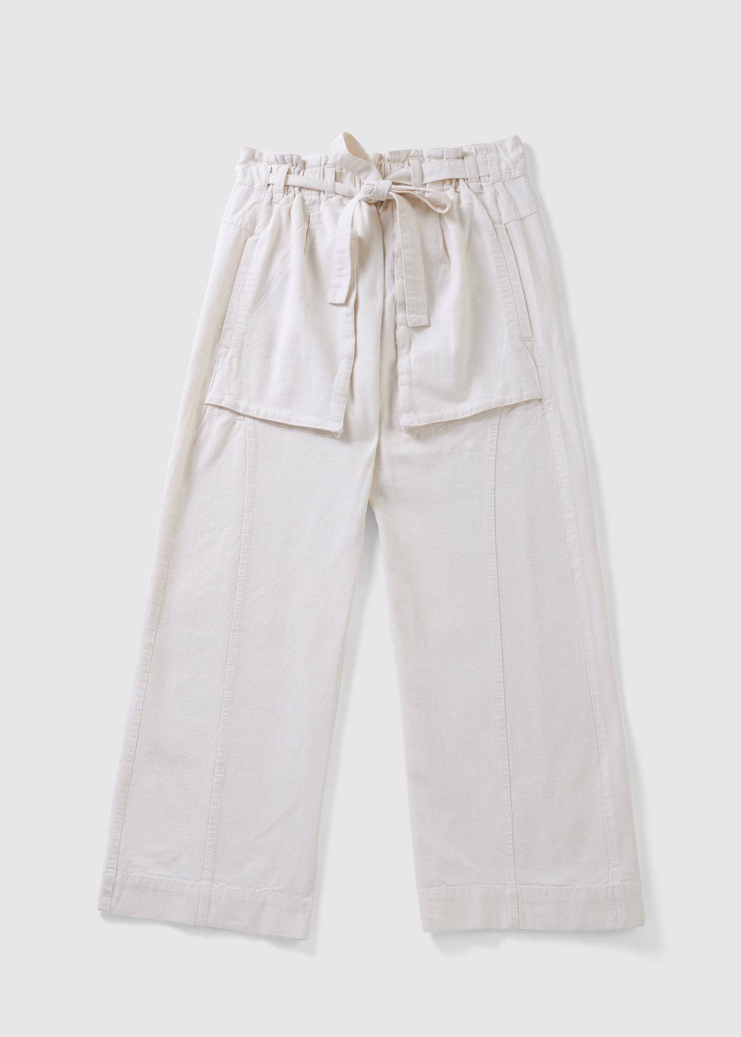 Image of Free People Womens Sky Rider Straight Leg Belted Trousers In Ecru