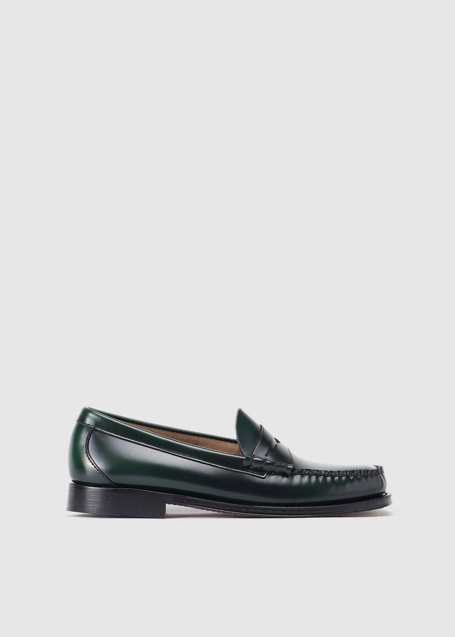 Image of G.H.Bass Mens Weejun Heritage Larson Moc Penny Loafers In Dark Green