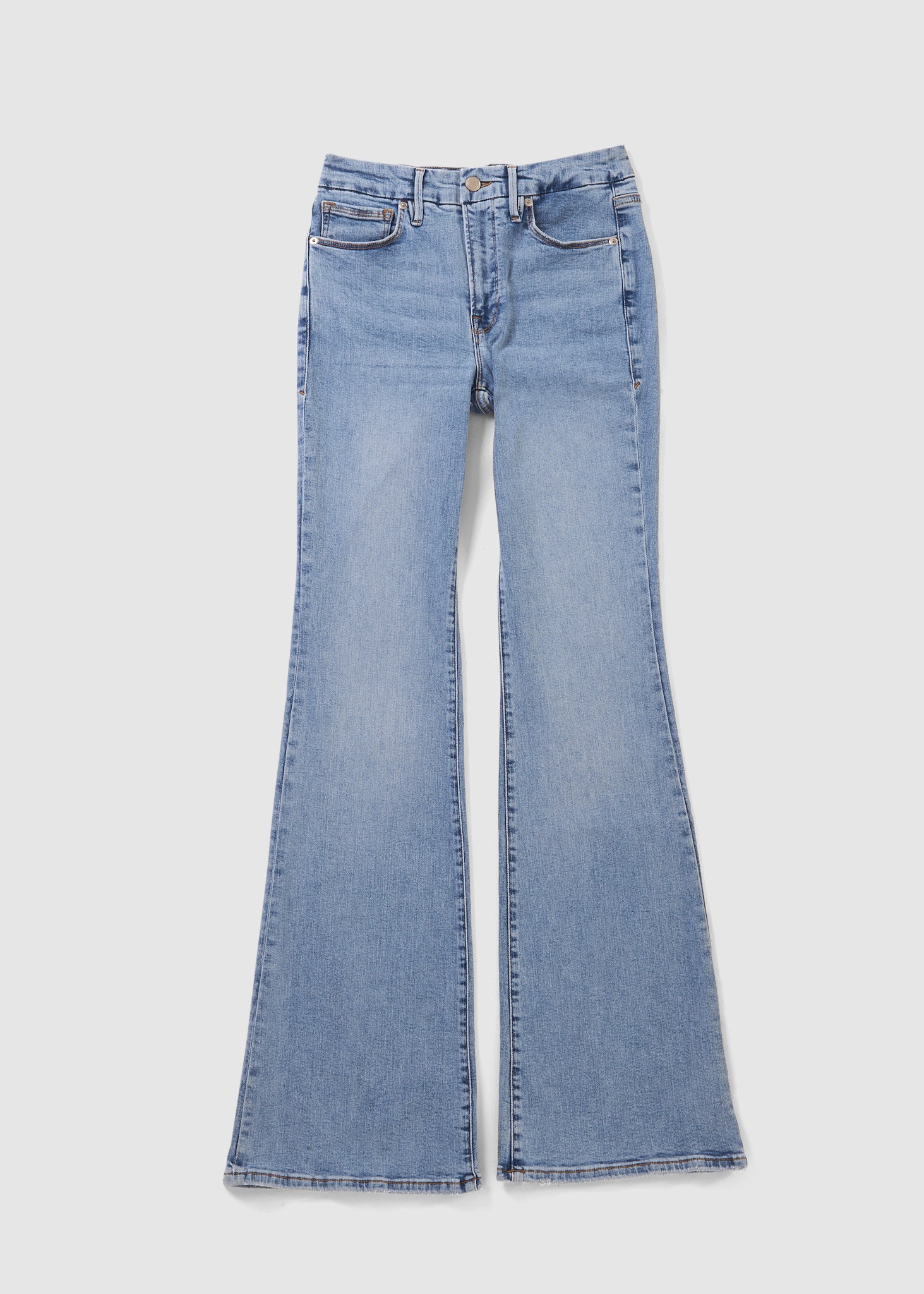 Image of Good American Womens Good Legs Flare Jeans With Split Pockets In Indigo