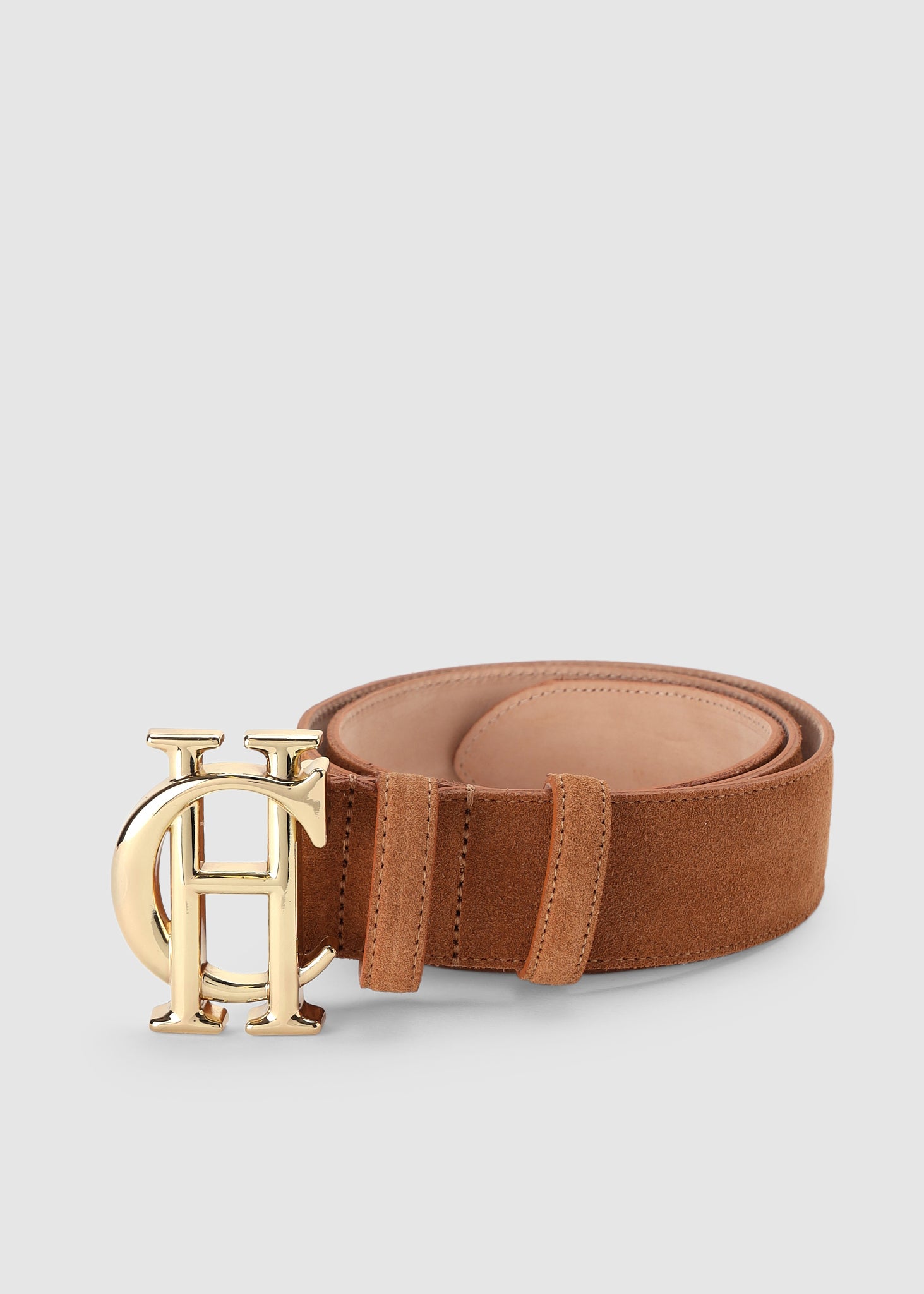 Image of Holland Cooper Womens Suede Classic HC Logo Belt In Tan