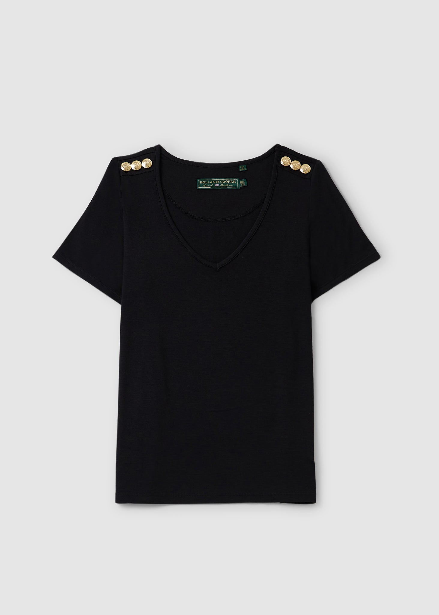 Image of Holland Cooper Womens Relaxed Fit V-Neck T-Shirt In Black