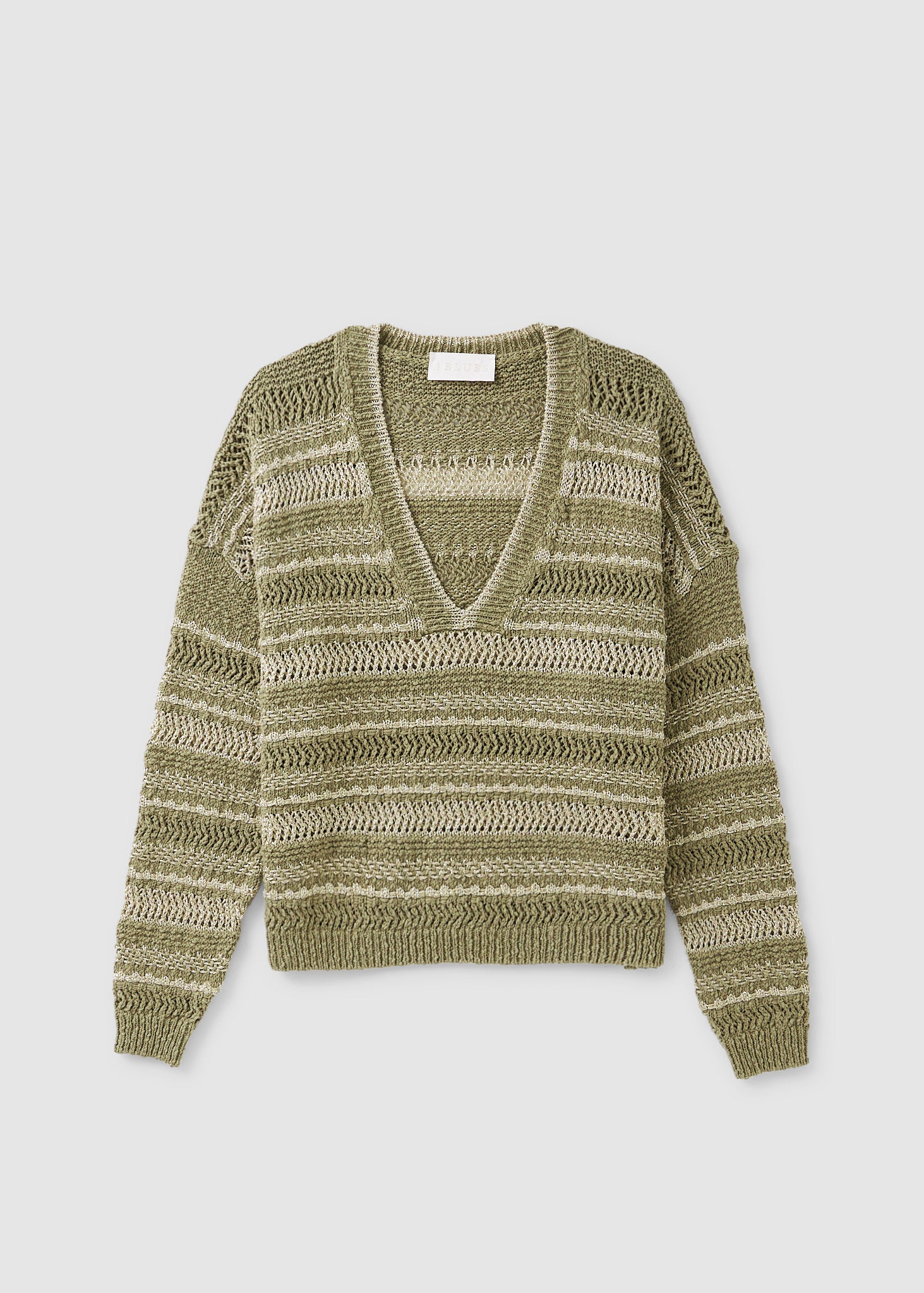 Image of iBlues Womens Eolico Metallic Striped Jumper In Beige