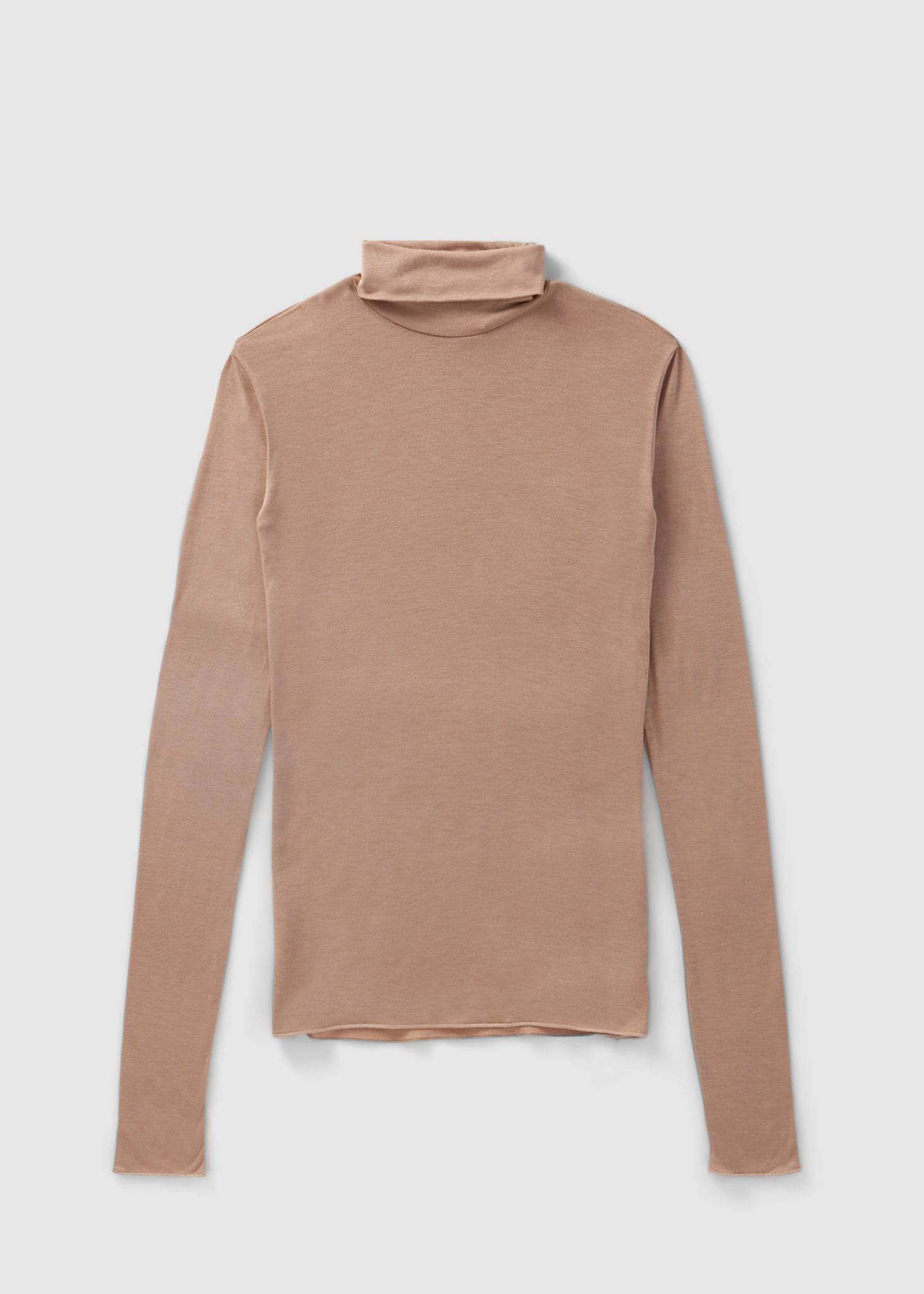 Image of Iblues Womens Fiuggi Modal Cashmix Roll Neck Top In Camel