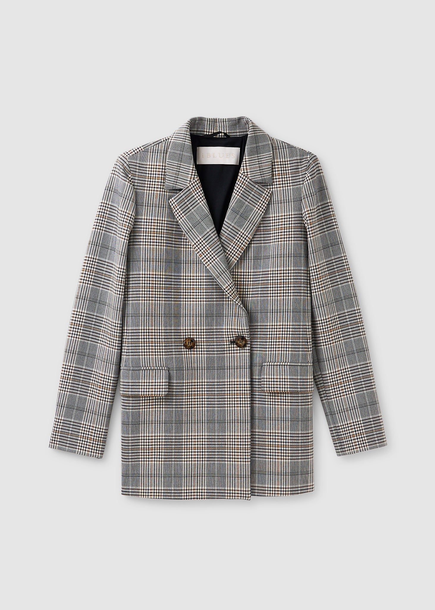 Image of iBlues Womens Steppa Check Oversize Blazer In Beige