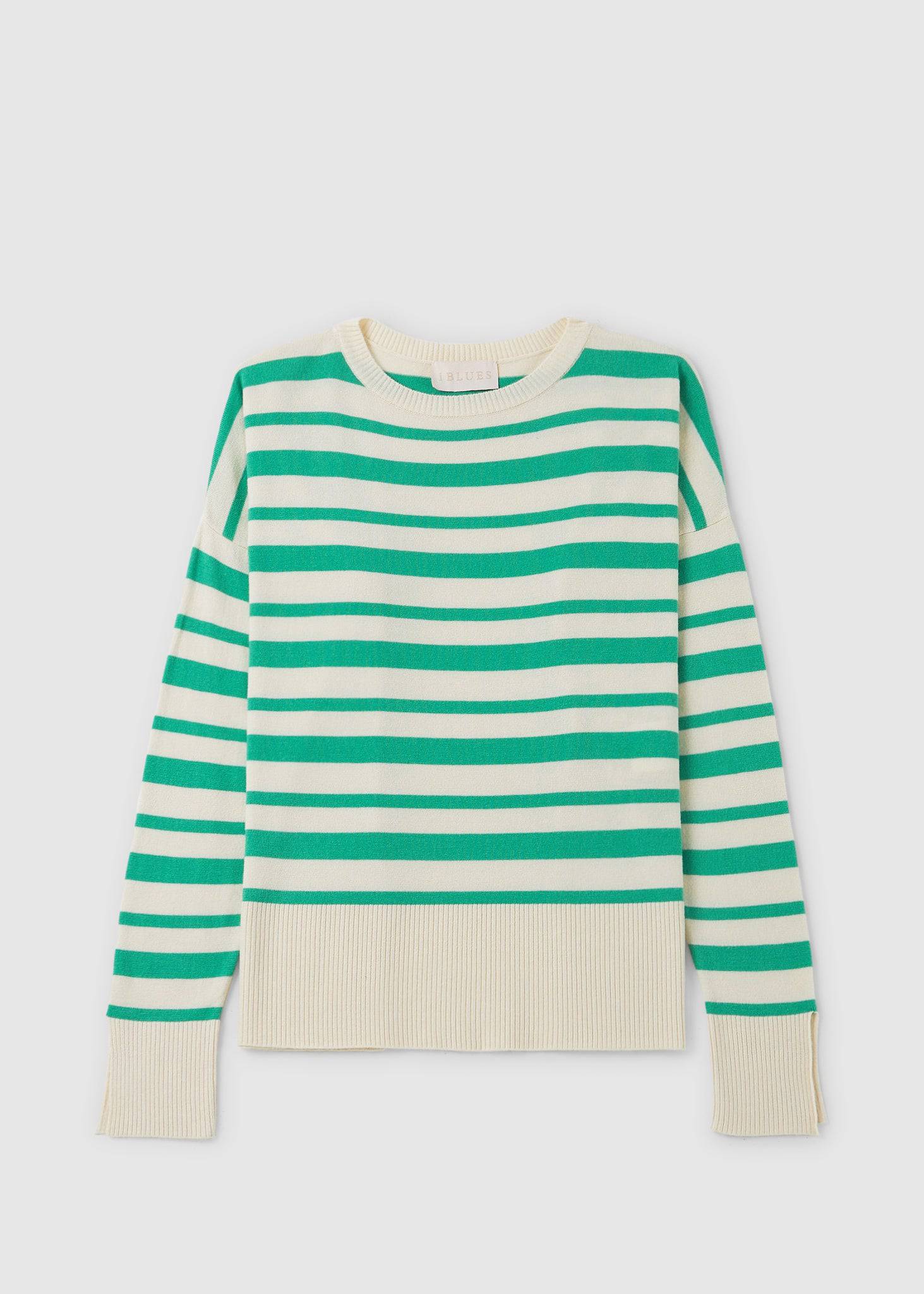 Image of iBlues Womens Wanda Boxy Striped Jumper In Vanilla