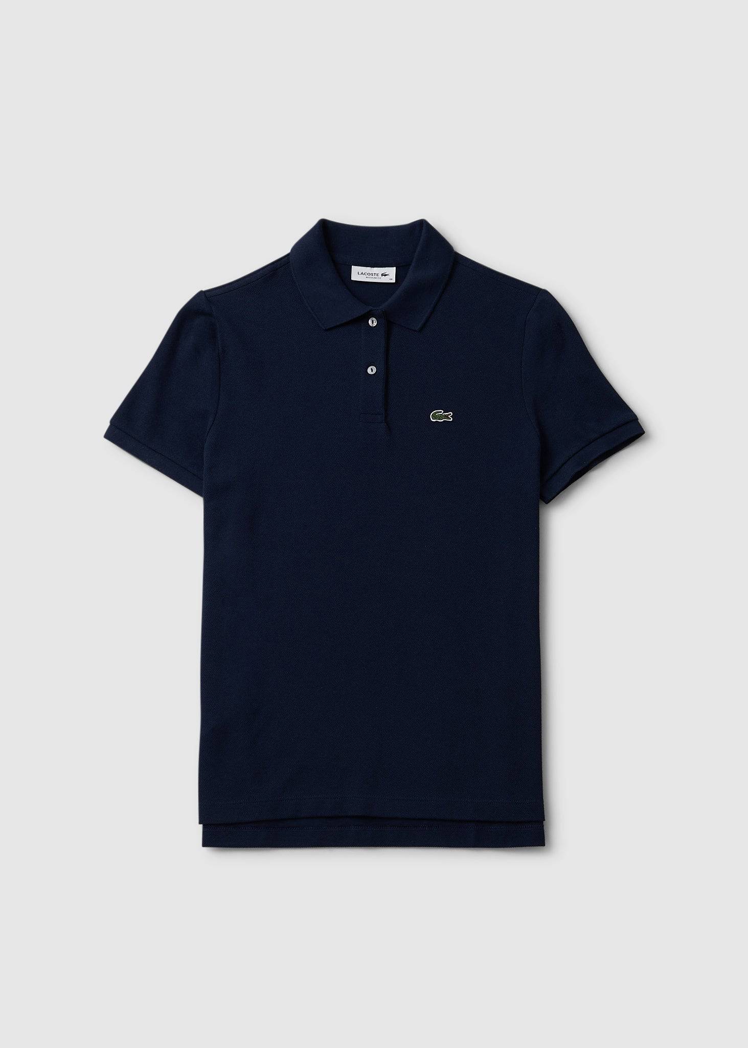 Image of Lacoste Womens Classic Pique Polo Shirt In Navy Blue