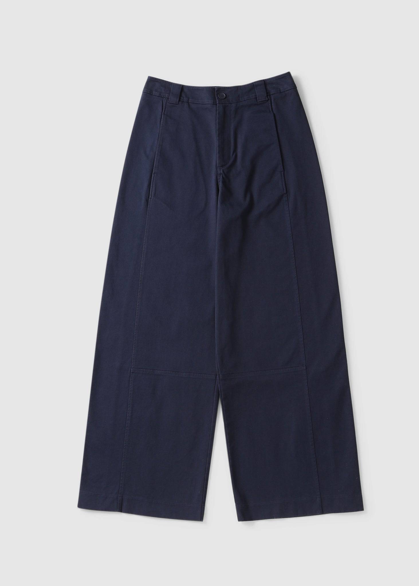 Image of Lacoste Womens Tailored Wide Leg Garbadine Trousers In Navy