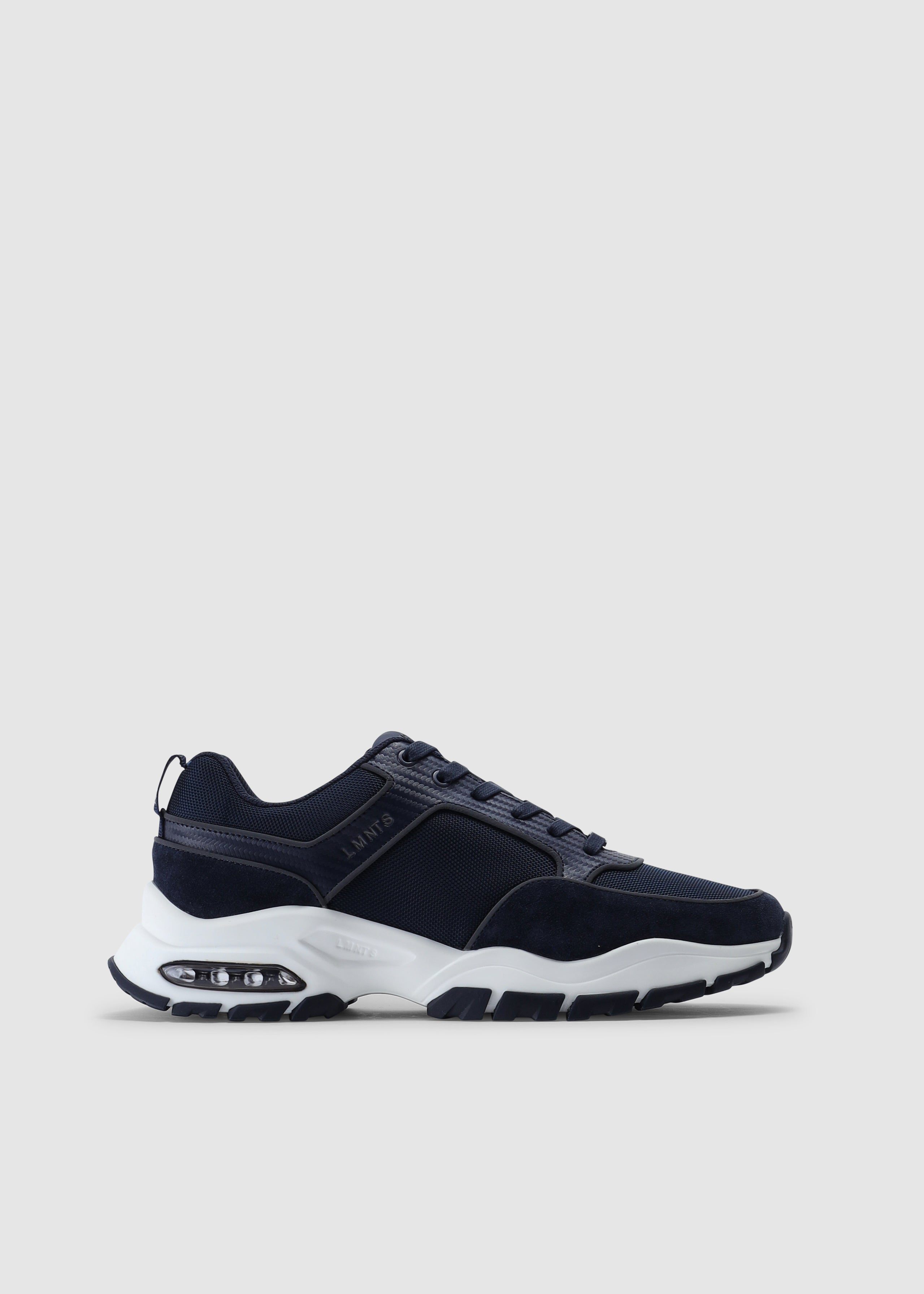 Image of LMNTS Mens Carbon Runner Trainers In Navy/White