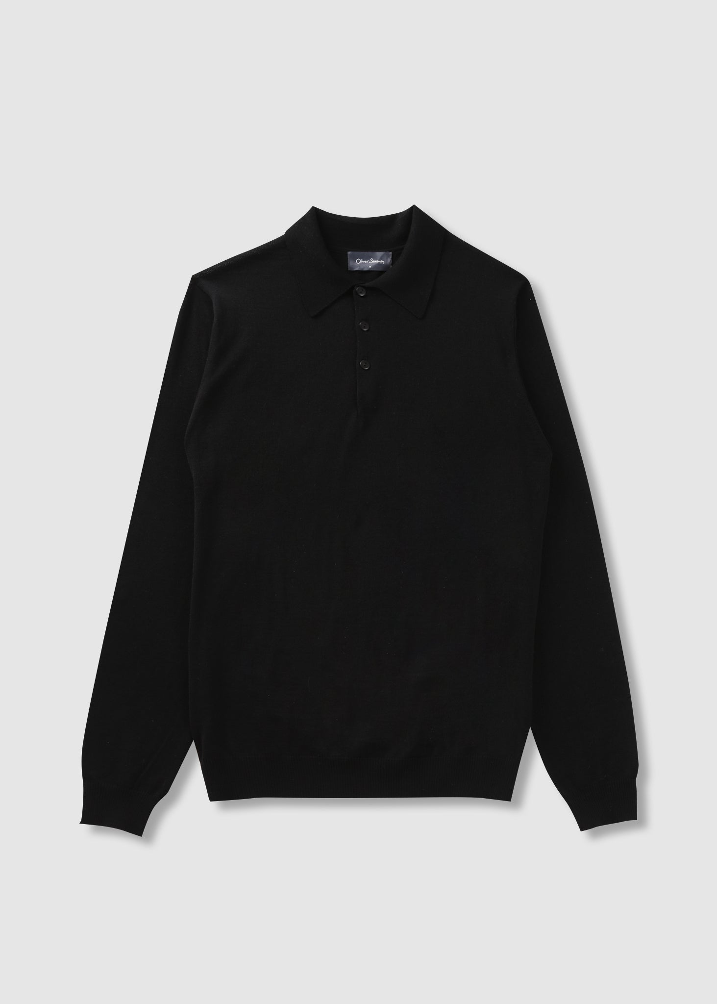 Image of Oliver Sweeney Mens Sulby Merino Wool Polo Shirt In Black