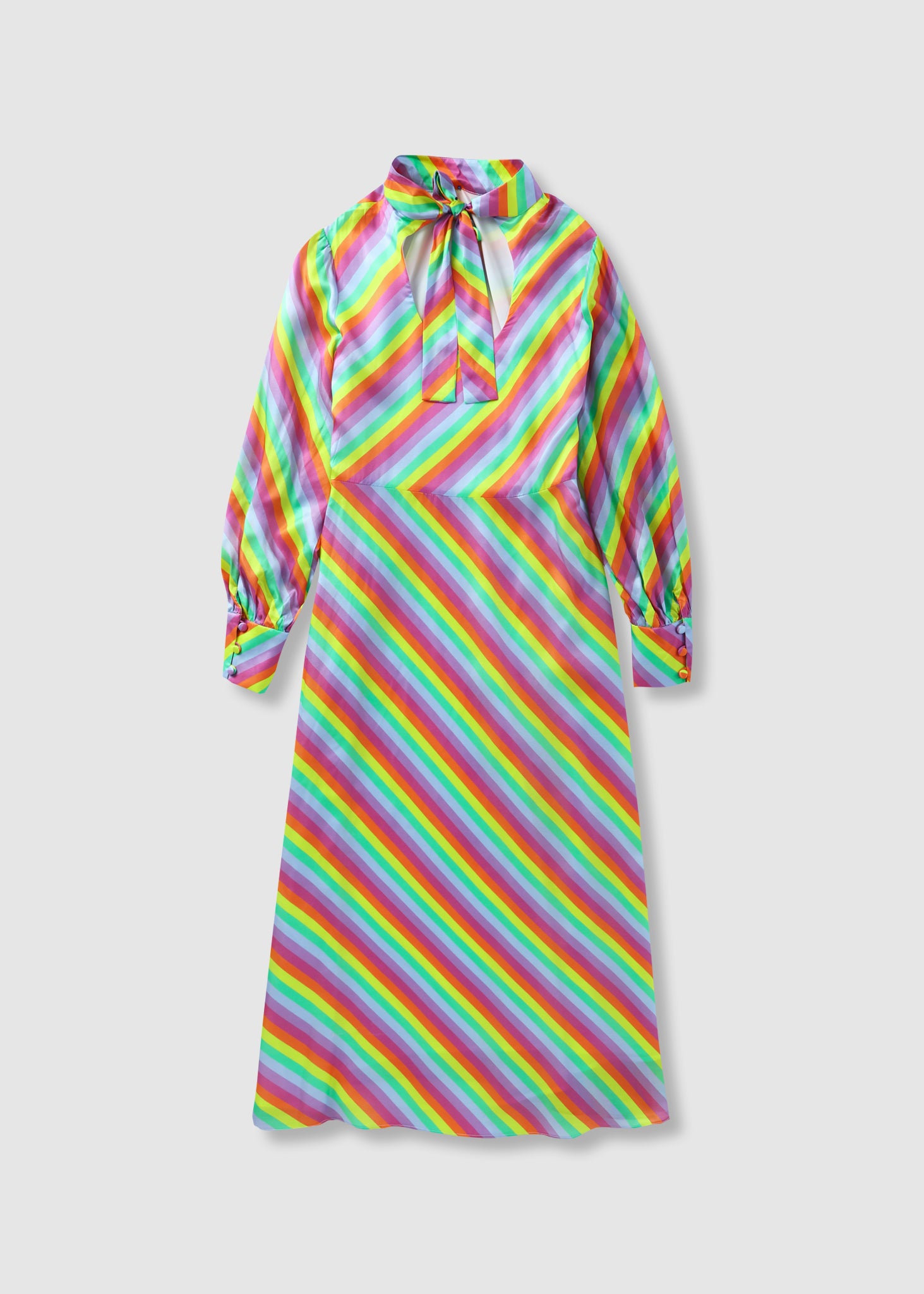 Olivia Rubin Womens Nessie Long Sleeve Silk Prism Stripe Dress