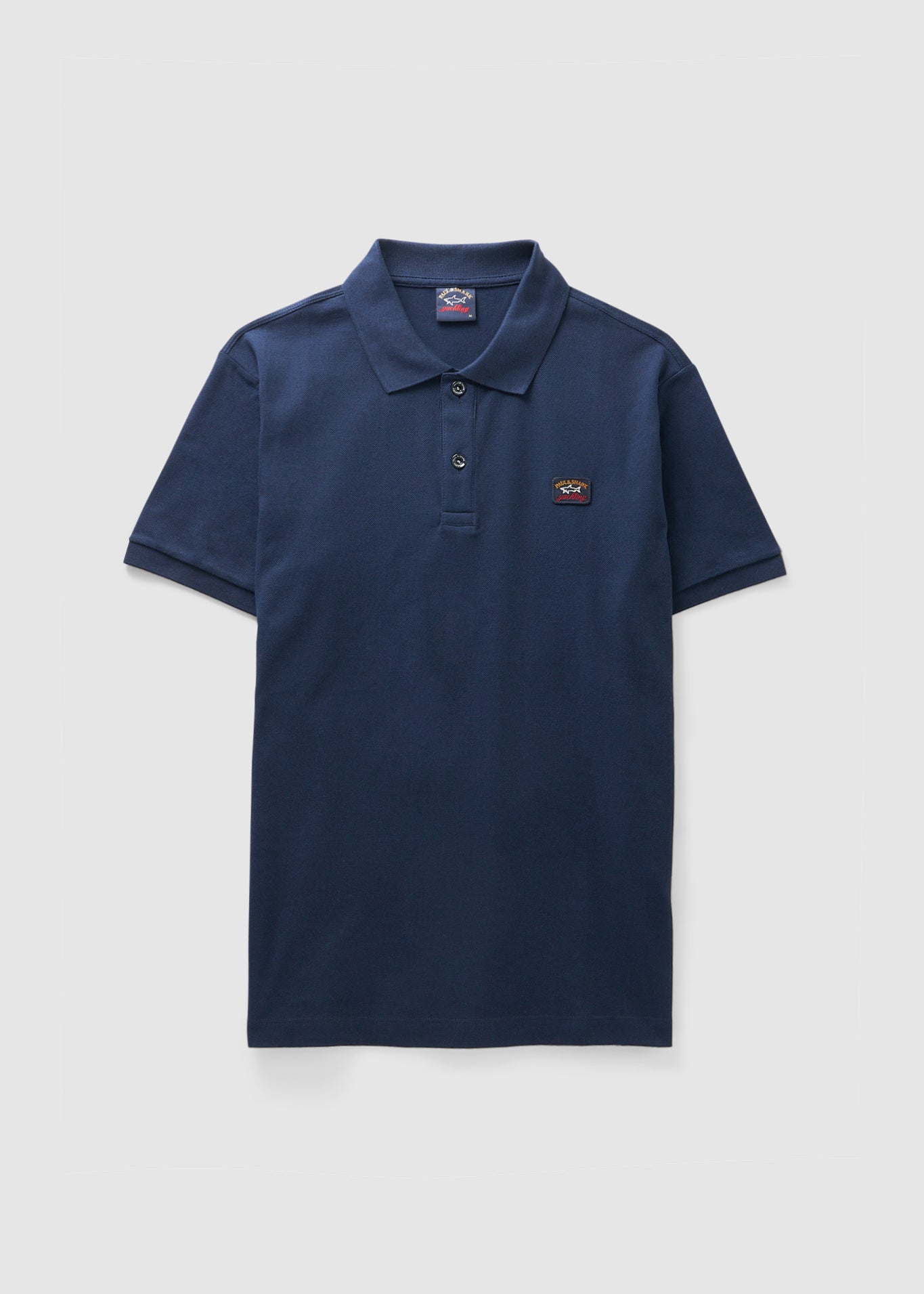 Image of Paul & Shark Mens Cotton Pique Polo Shirt With Icon Badge In Navy