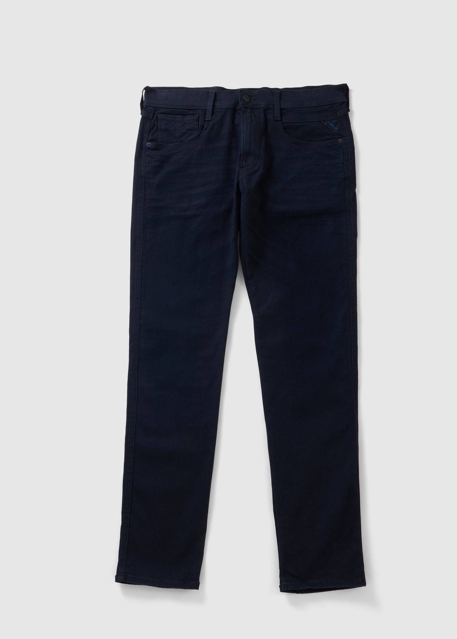 Image of Replay Mens Anbass Hyperflex Re-Used Jeans In Blue
