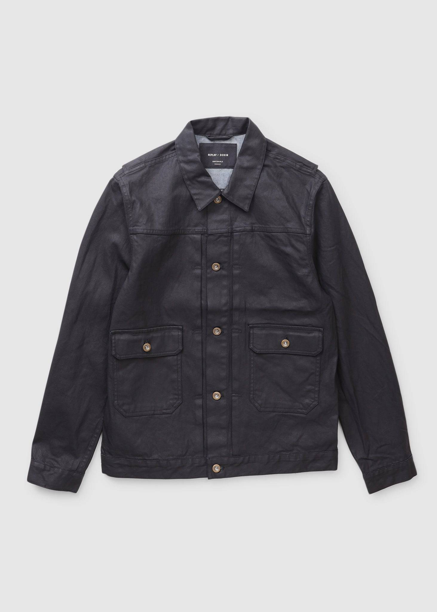 Image of Replay Mens Sartoriale Tailored Raw Denim Jacket In Black