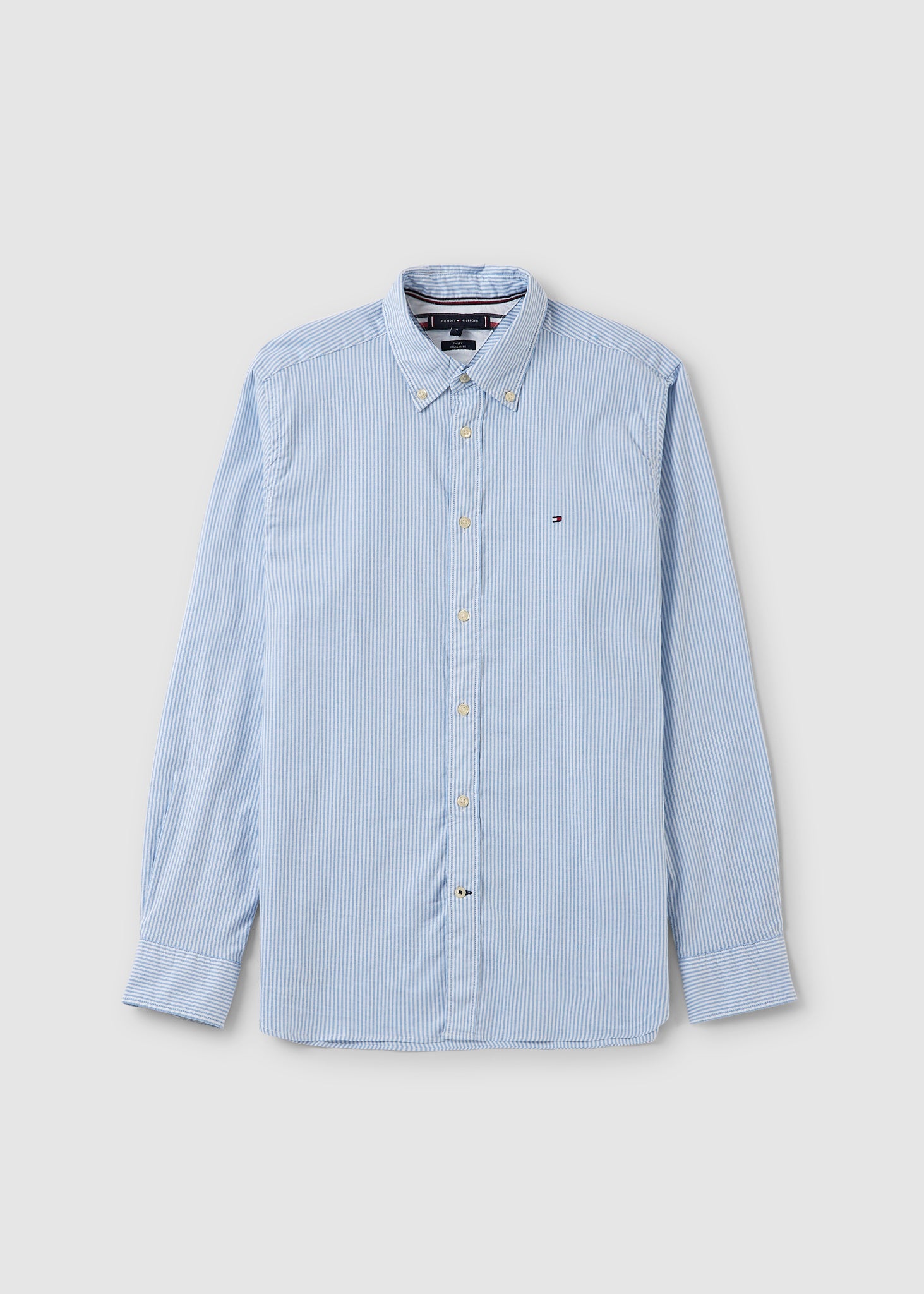 Image of Tommy Hilfiger Mens Core 1985 Flex Oxford Shirt In Copenhagen Blue/White