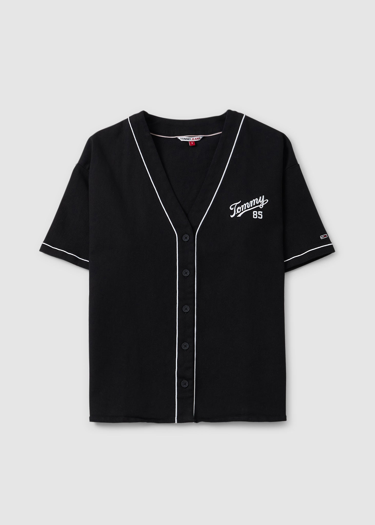 Image of Tommy Hilfiger Womens Oversized Baseball Shirt In Black