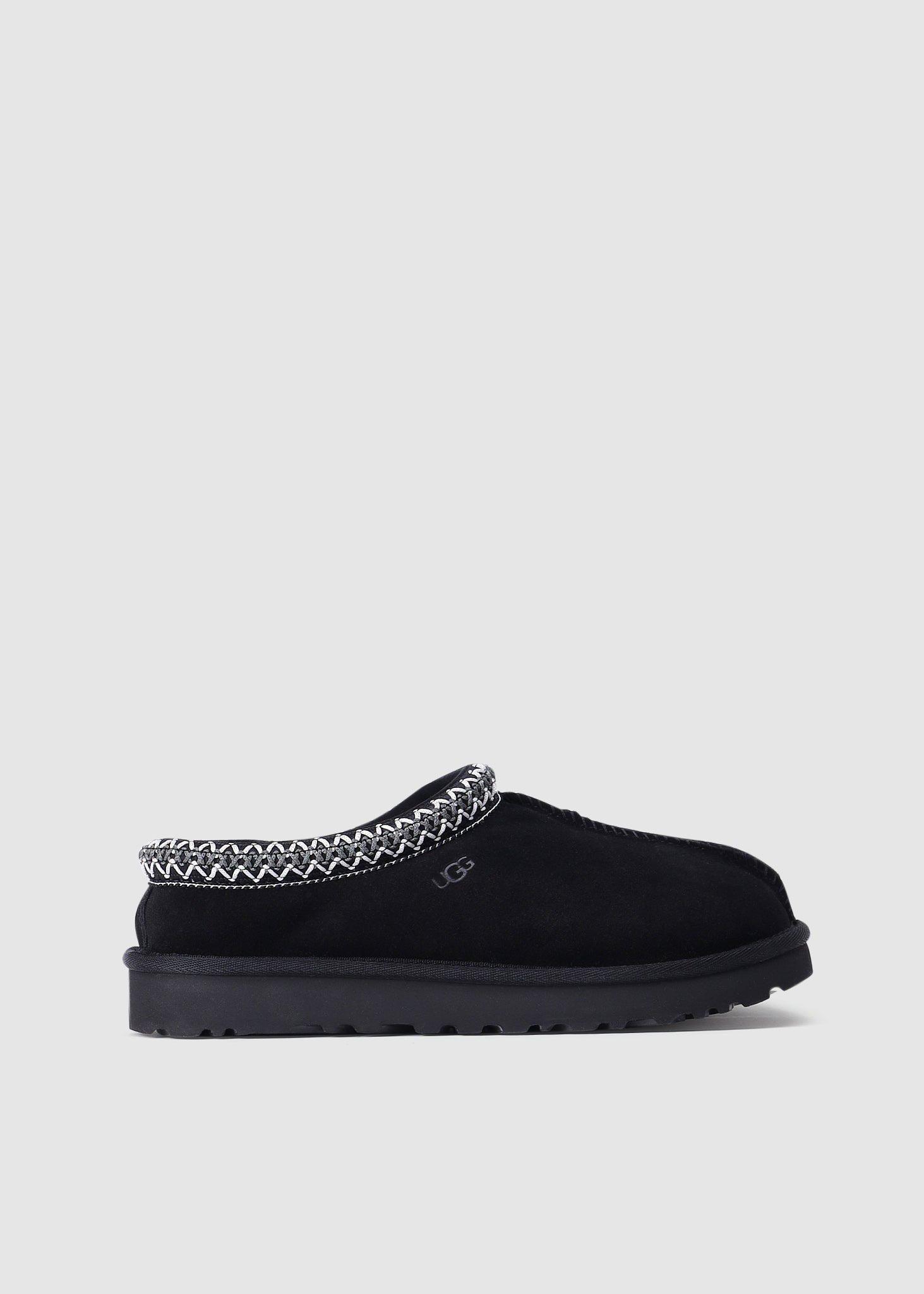 Ugg Womens Tasman Sheepskin Slippers With Embroidery Trim In Black - Black