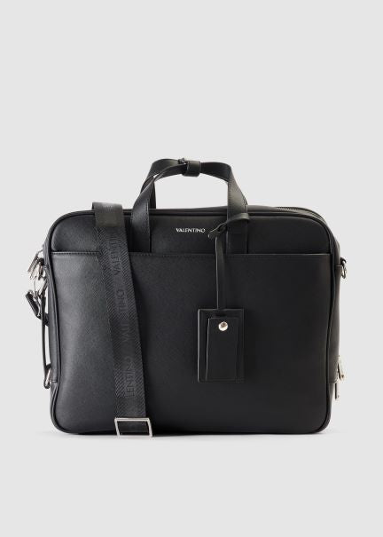 Image of Valentino Bags Mens Marnier Briefcase Bag In Nero