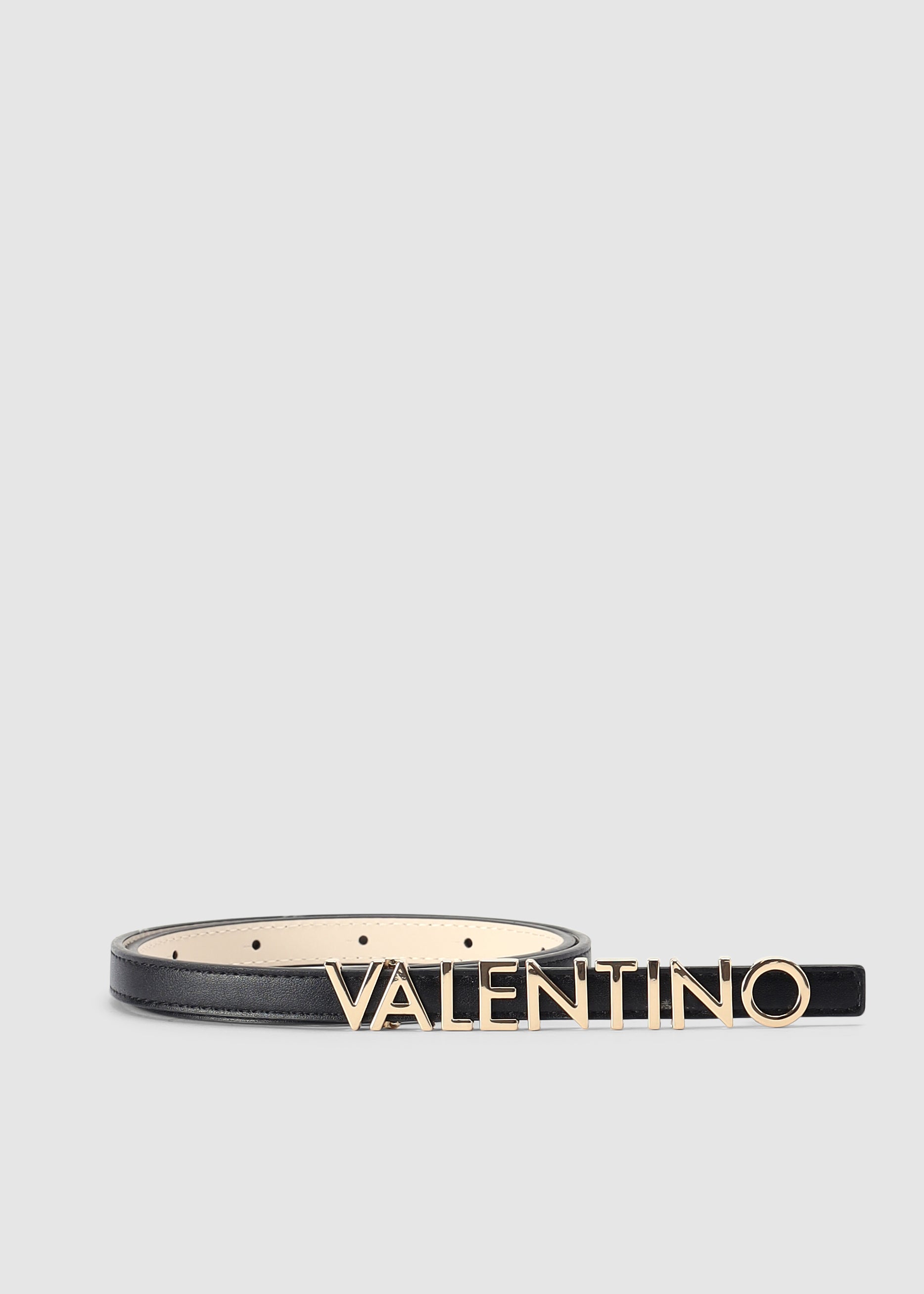 Image of Valentino Bags Womens Belty Metal Logo Belt In Nero