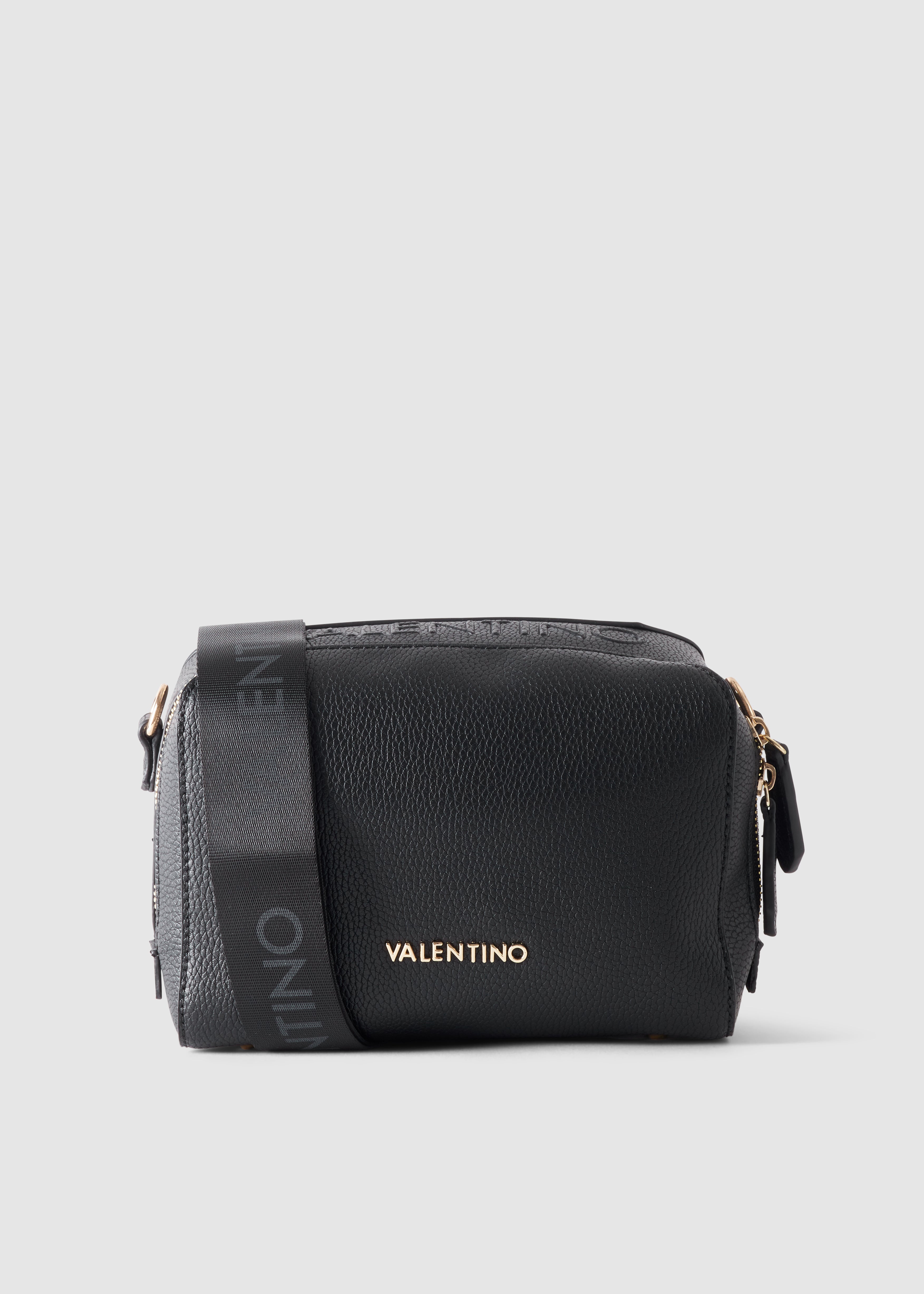 Image of Valentino Bags Womens Pattie Crossbody Zip Bag With Logo Strap In Nero